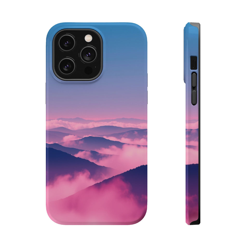iPhone Dreamy Fog Rolling Over Hills Design Soft iPhone 19 Finish · iPhone Case