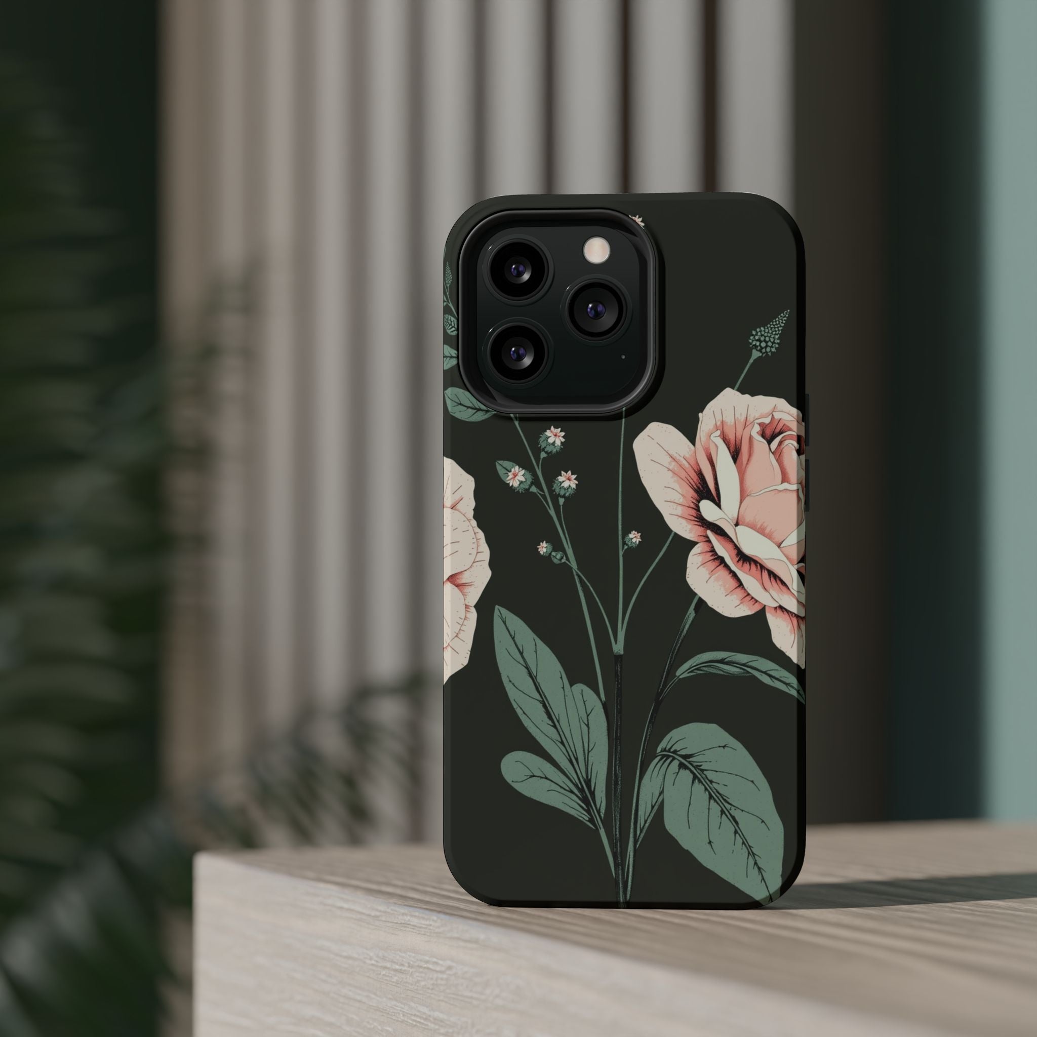 iPhone Mint And Blush Vintage Botanical Print Slim Everyday Designer Case · iPho