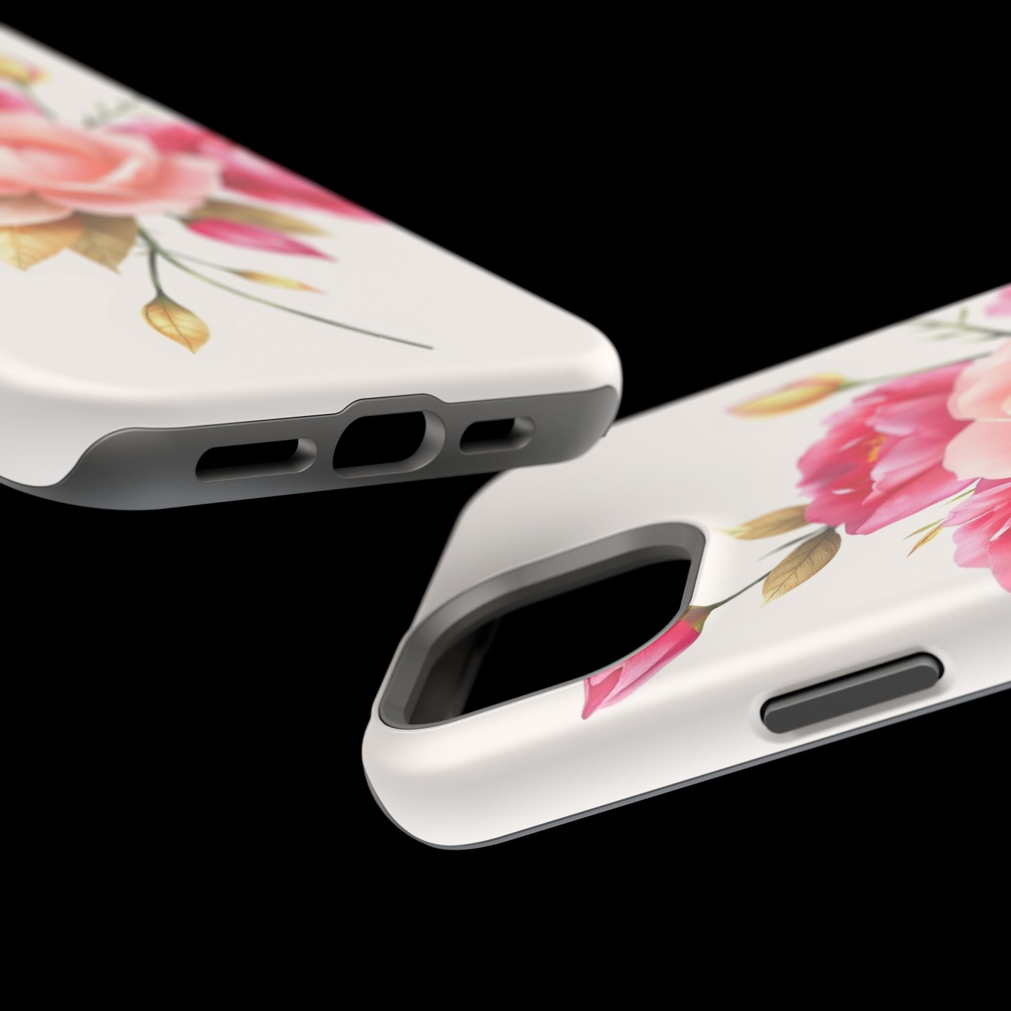 iPhone Rose Pink And Cream Neon Floral Slim Everyday Designer Case · iPhone Case