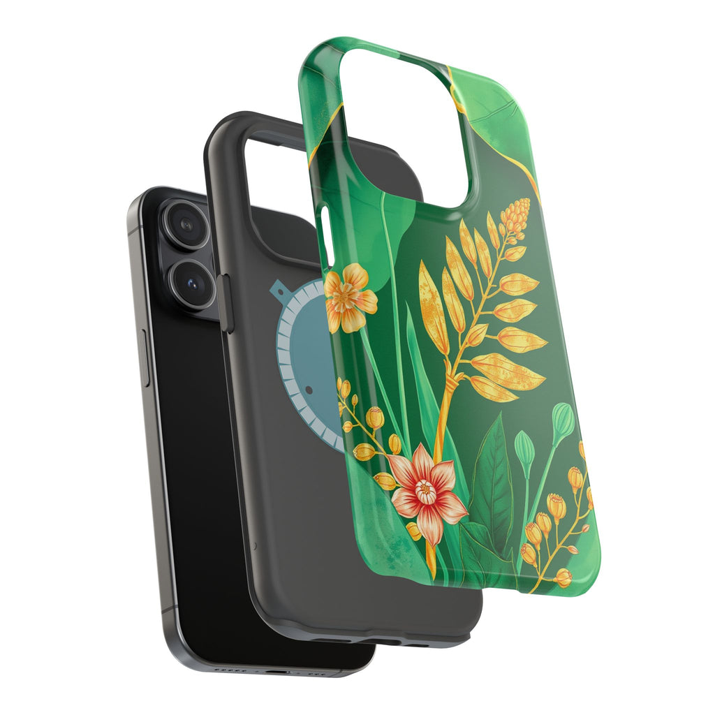 iPhone Emerald Green And Gold Botanical Illustration Ga Slim Snap Case · iPhone