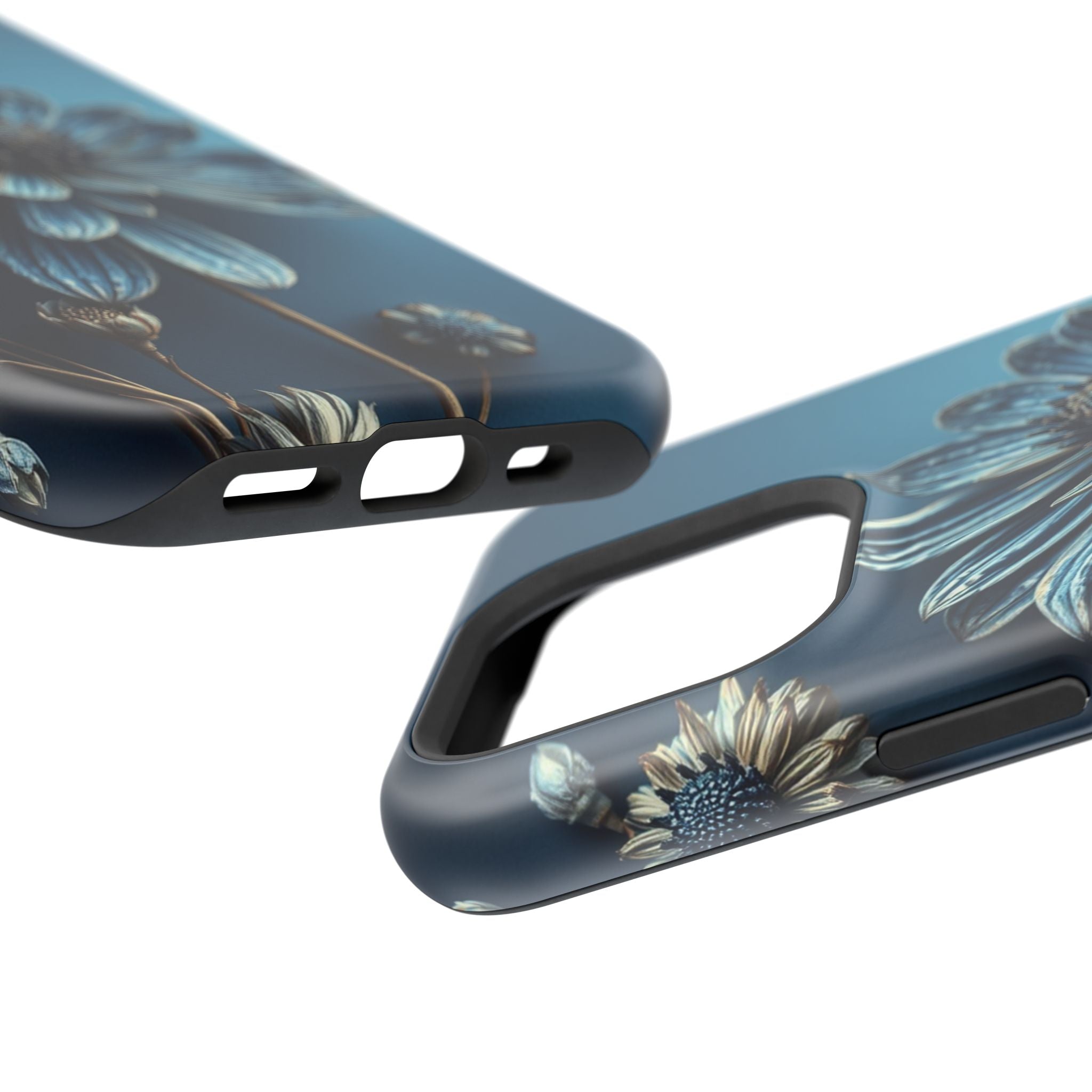 iPhone Midnight Blue And Silver Dried Flower Flat Lay iPhone 15 · iPhone Case