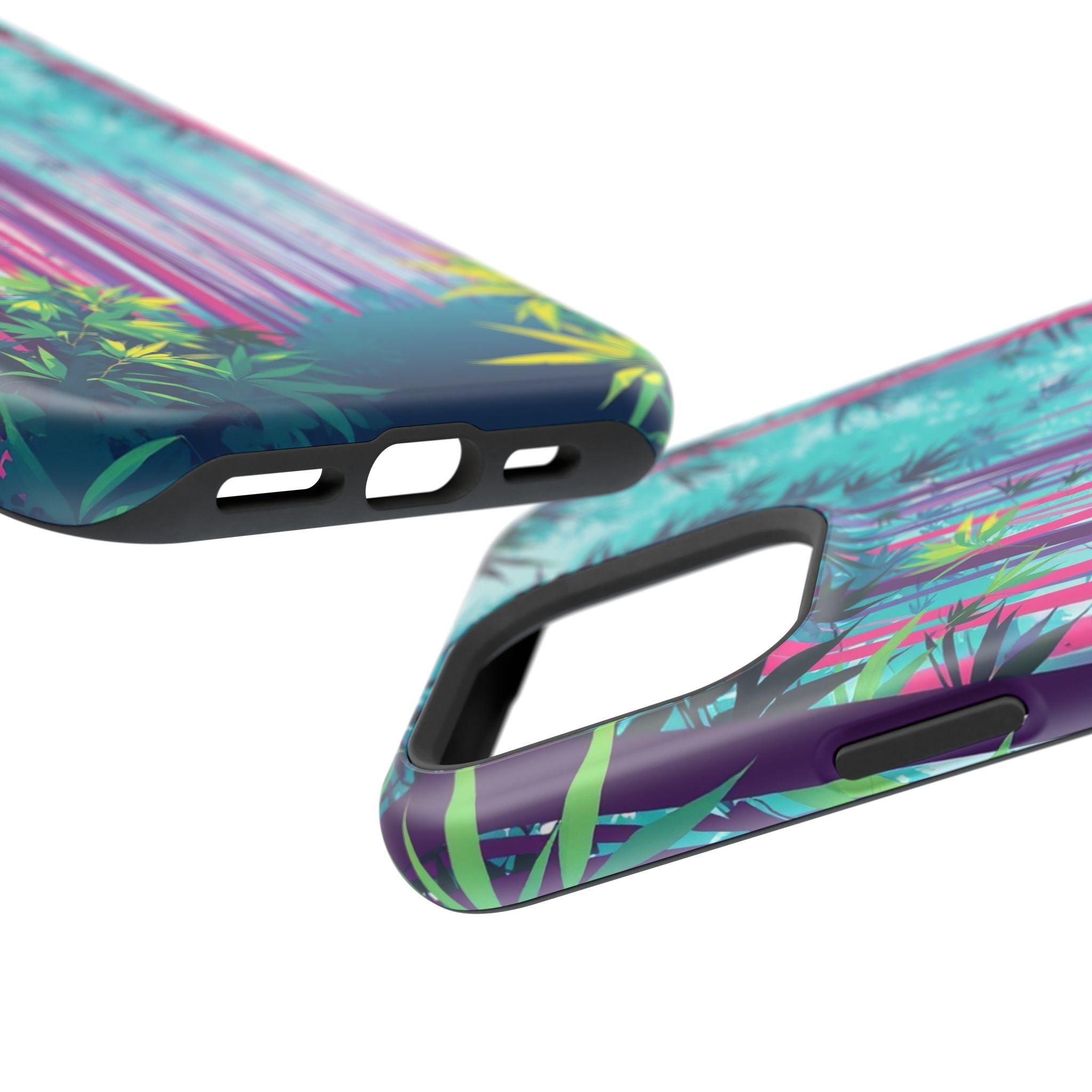 iPhone Cyan And Magenta Bamboo Grove Slim Everyday Designer Case · iPhone Case
