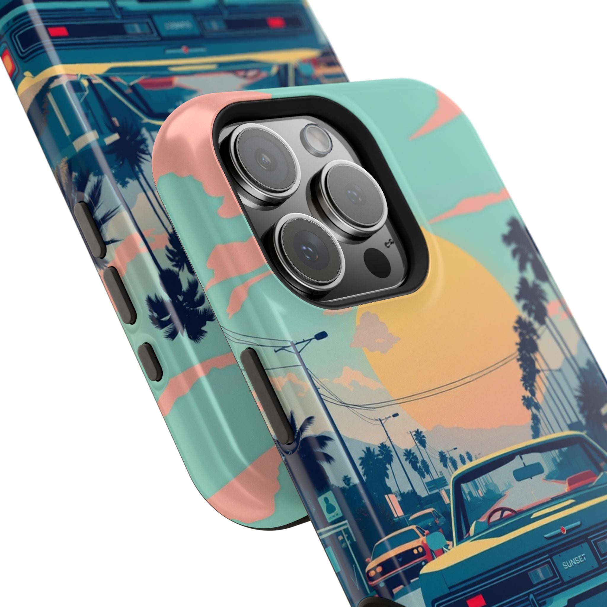iPhone Sunset Drive 80s Pop Art Bold Slim Everyday Designer Case · iPhone Case