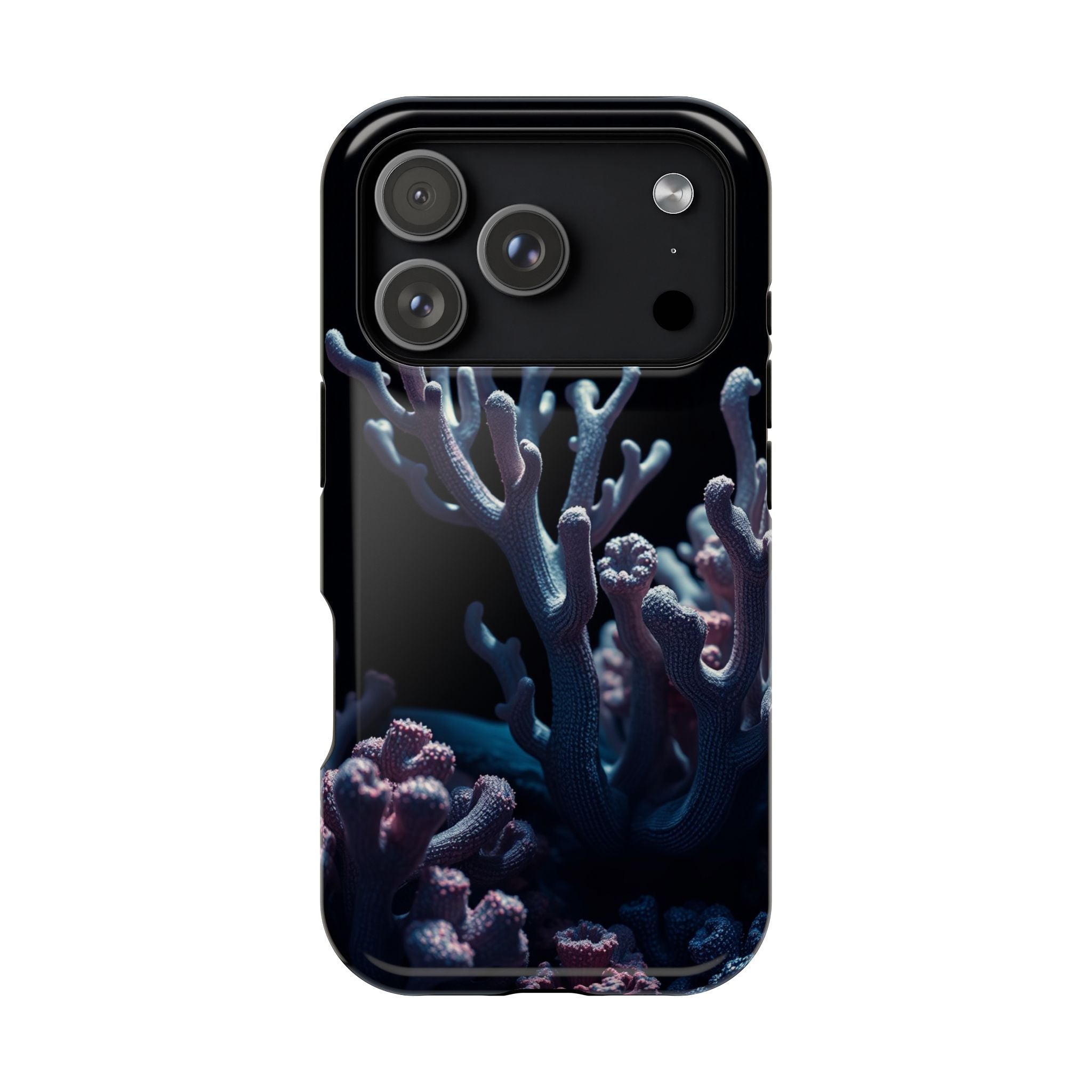 iPhone Midnight Blue And Silver Coral Reef Life Soft iPhone Finish · iPhone Case