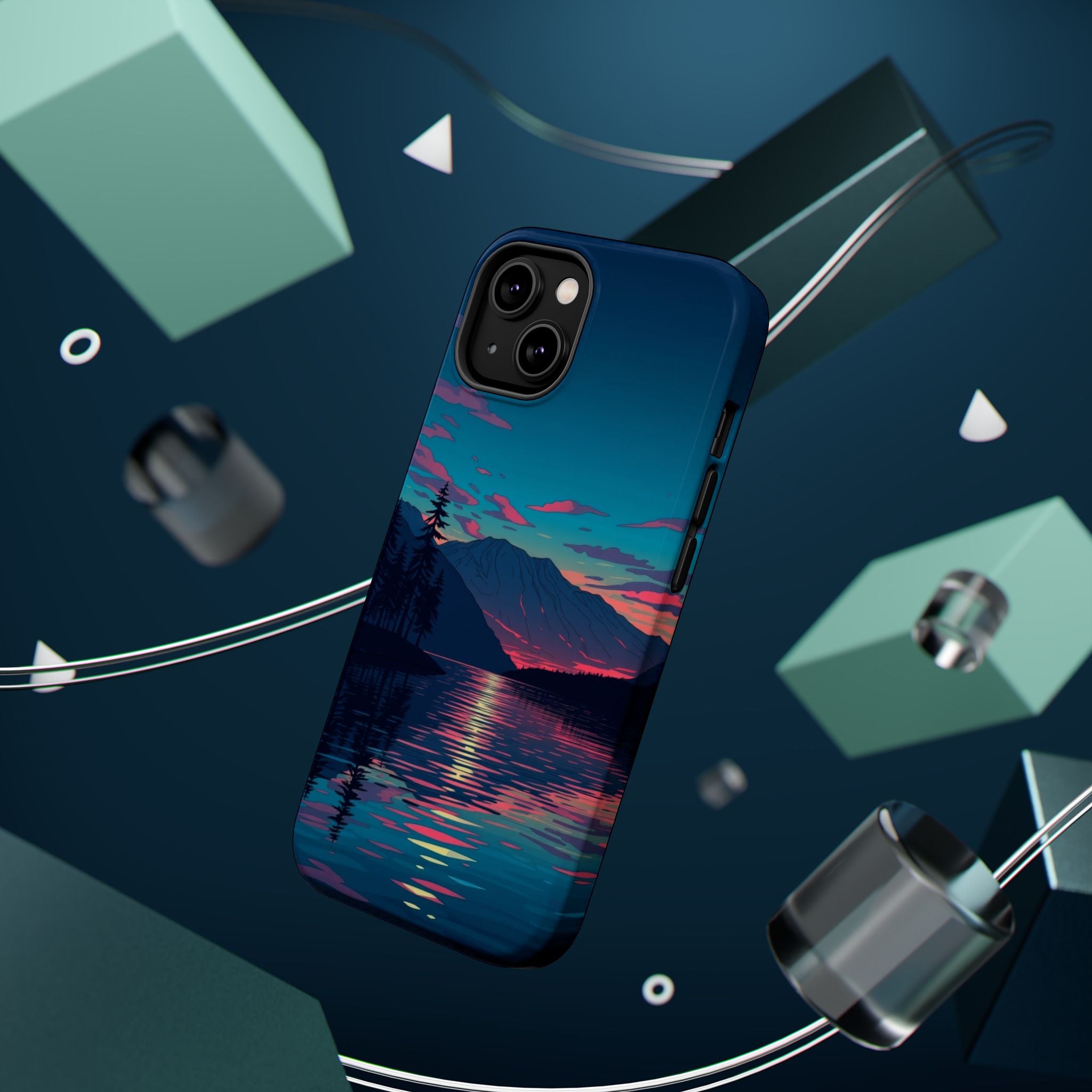iPhone Vibrant Lake at Twilight Design Slim Everyday Designer Case · iPhone Case