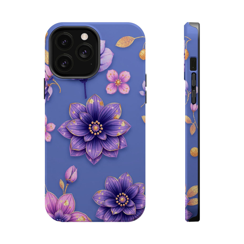 iPhone Indigo And Violet Floral Gold Foil Slim iPhone Everyday Designer · iPhone