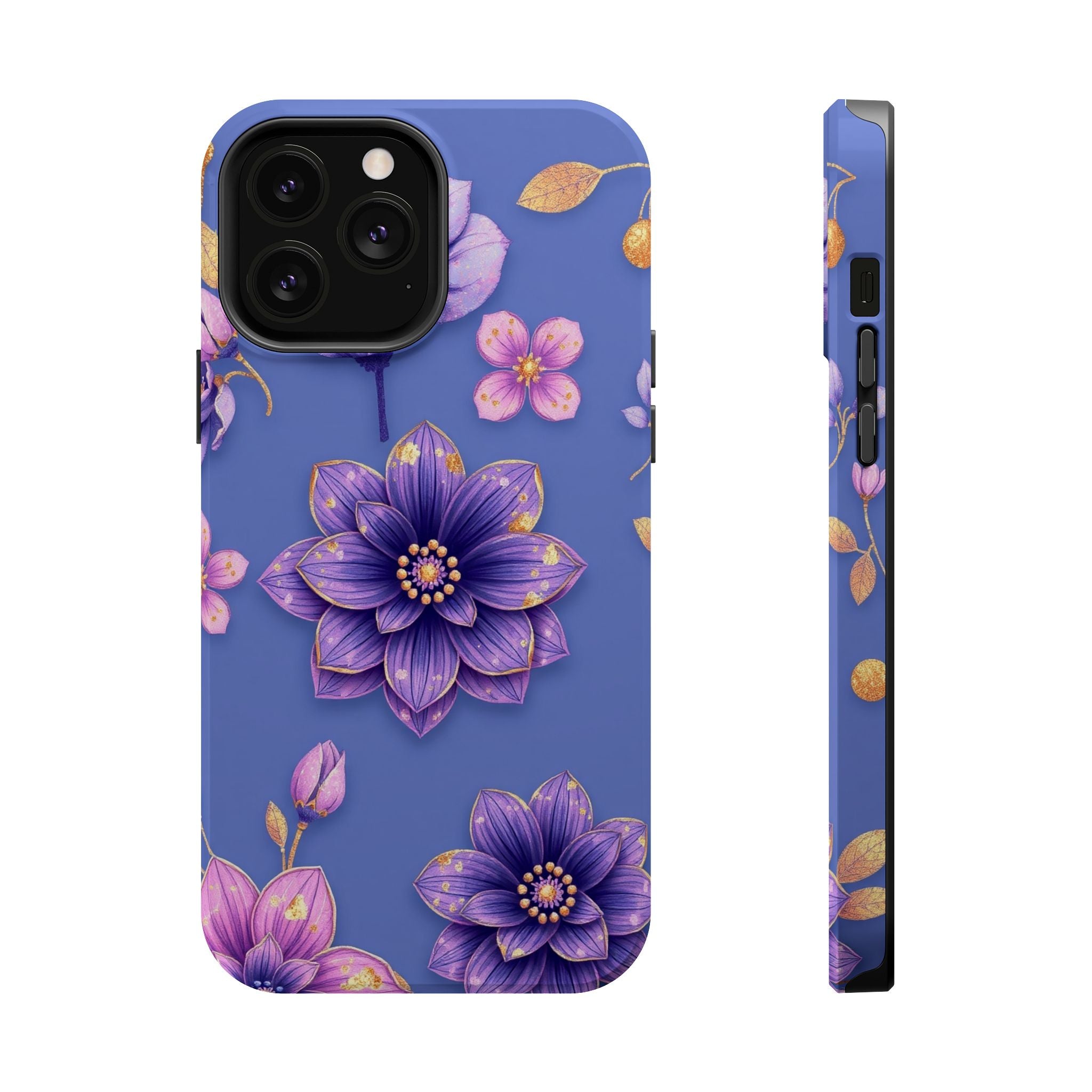 iPhone Indigo And Violet Floral Gold Foil Slim iPhone Everyday Designer · iPhone