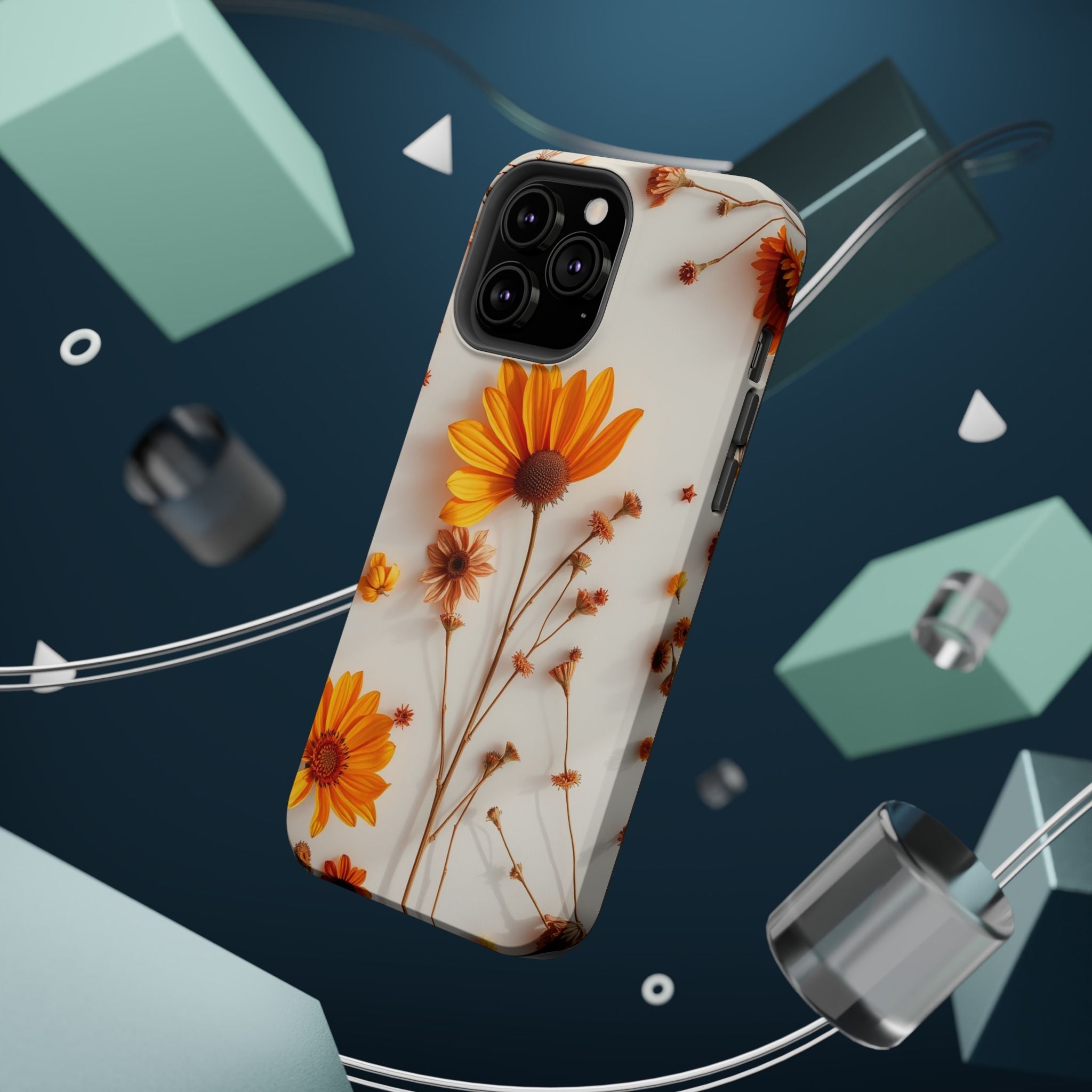 iPhone Mustard And Rust Dried Flower Flat Lay Carry Case Slim Snap Case · iPhone