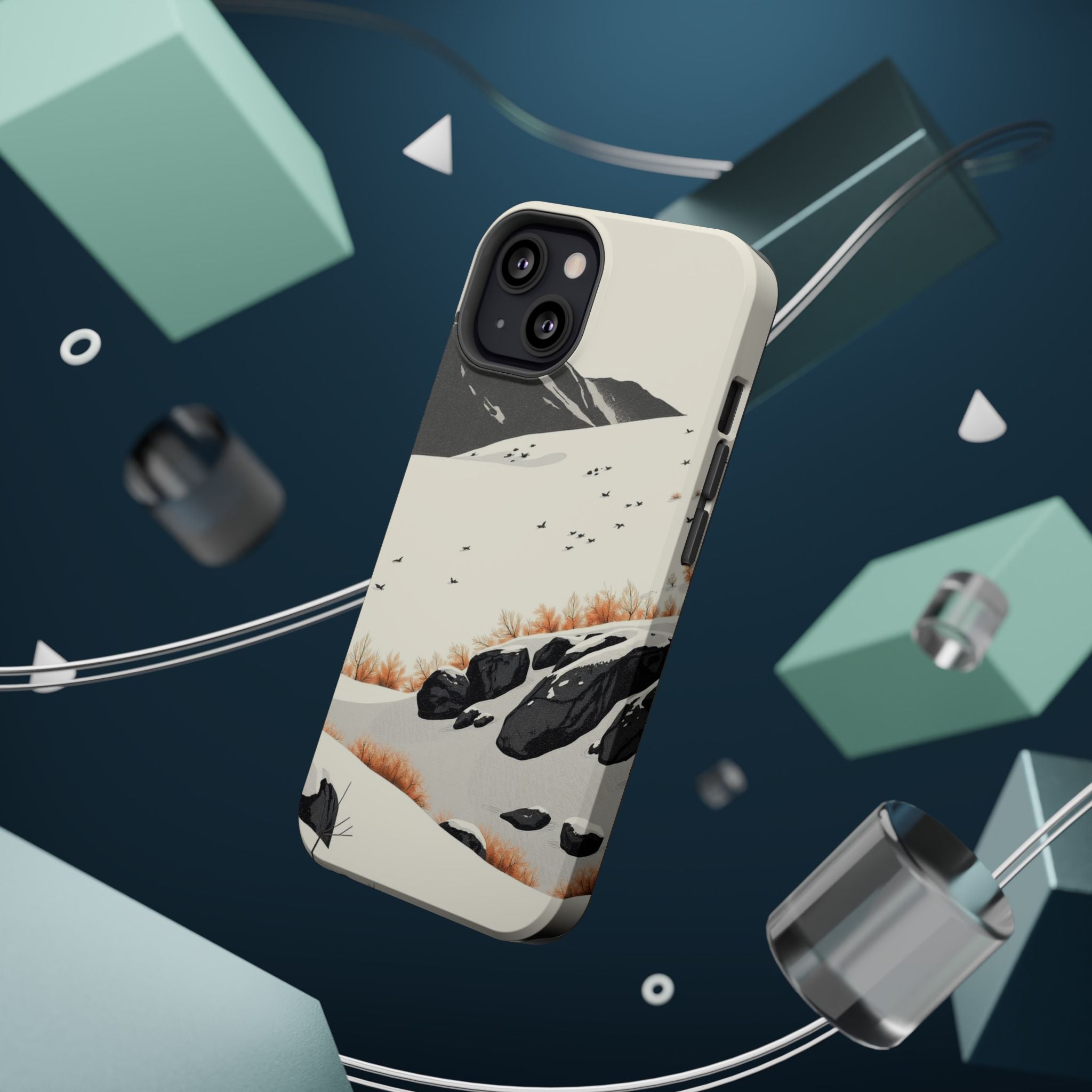 iPhone Snow Field Risograph Print Bold Modern Everyday Snap Case · iPhone Case