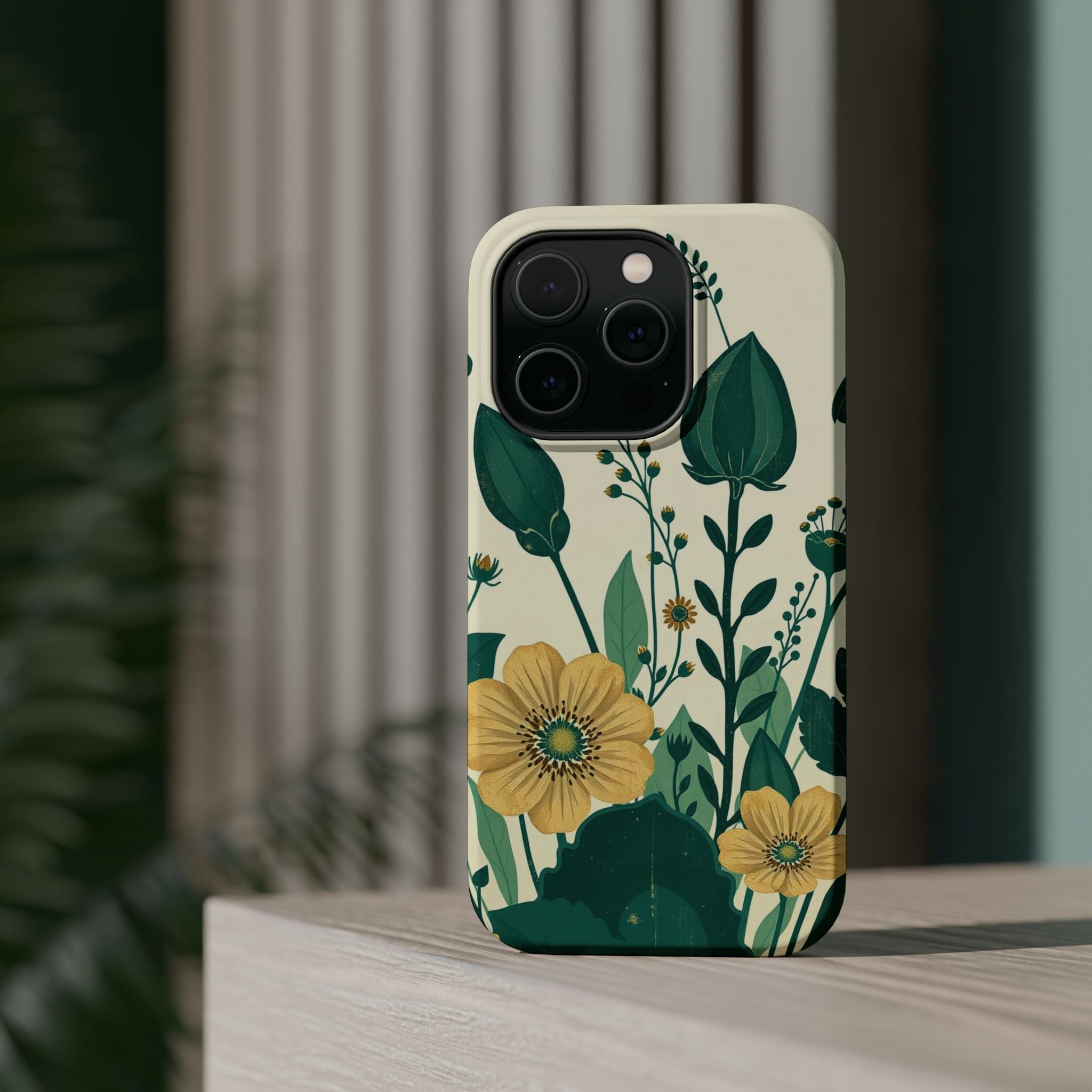iPhone Emerald Green And Gold Pressed Botanicals Clean iPhone Minimal · iPhone C