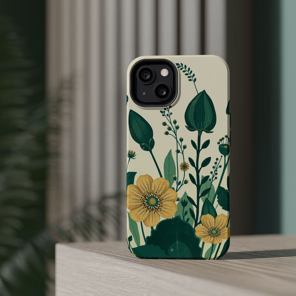 iPhone Emerald Green And Gold Pressed Botanicals Clean iPhone Minimal · iPhone C