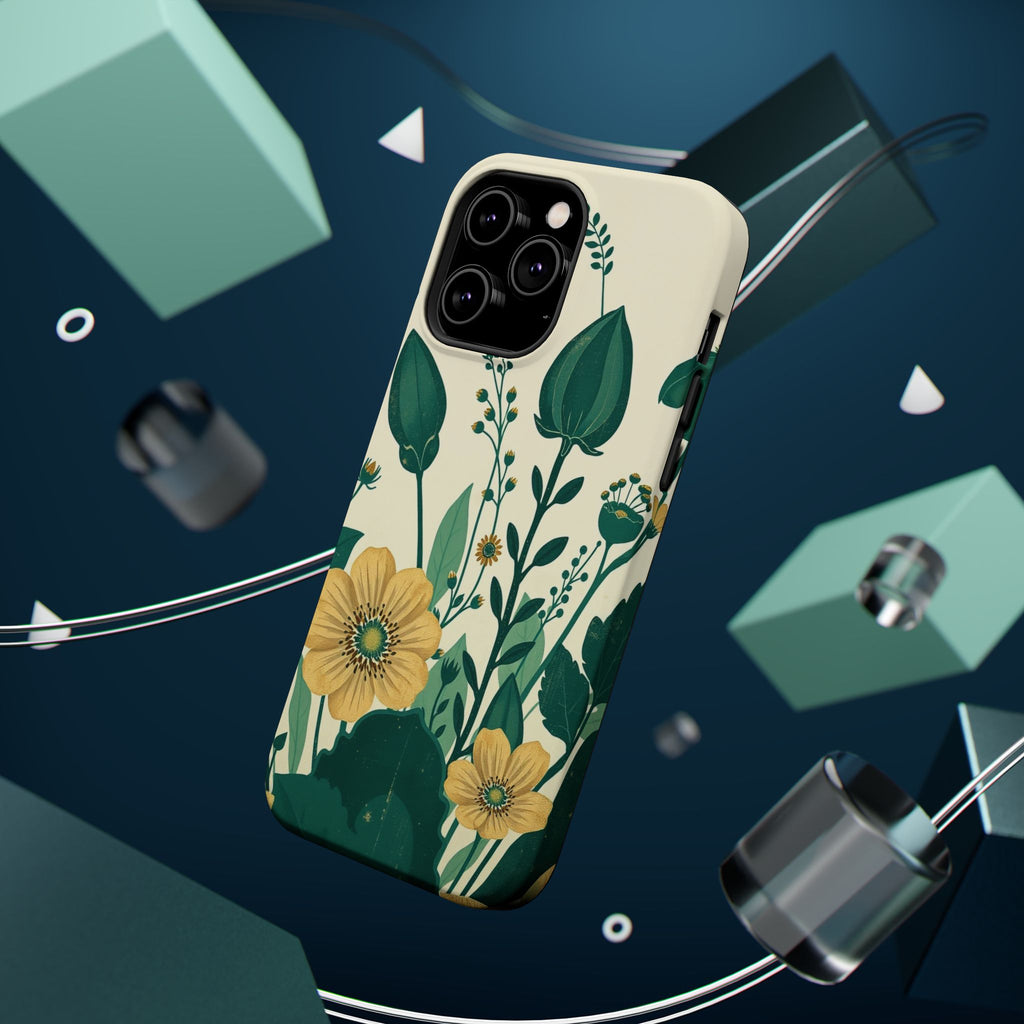iPhone Emerald Green And Gold Pressed Botanicals Clean iPhone Minimal · iPhone C