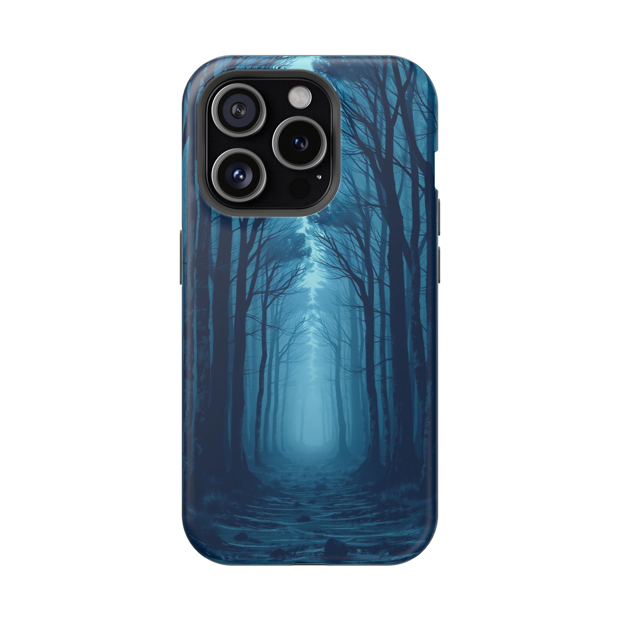 iPhone Midnight Blue And Silver Misty Forest Path iPhone Clean Minimal · iPhone