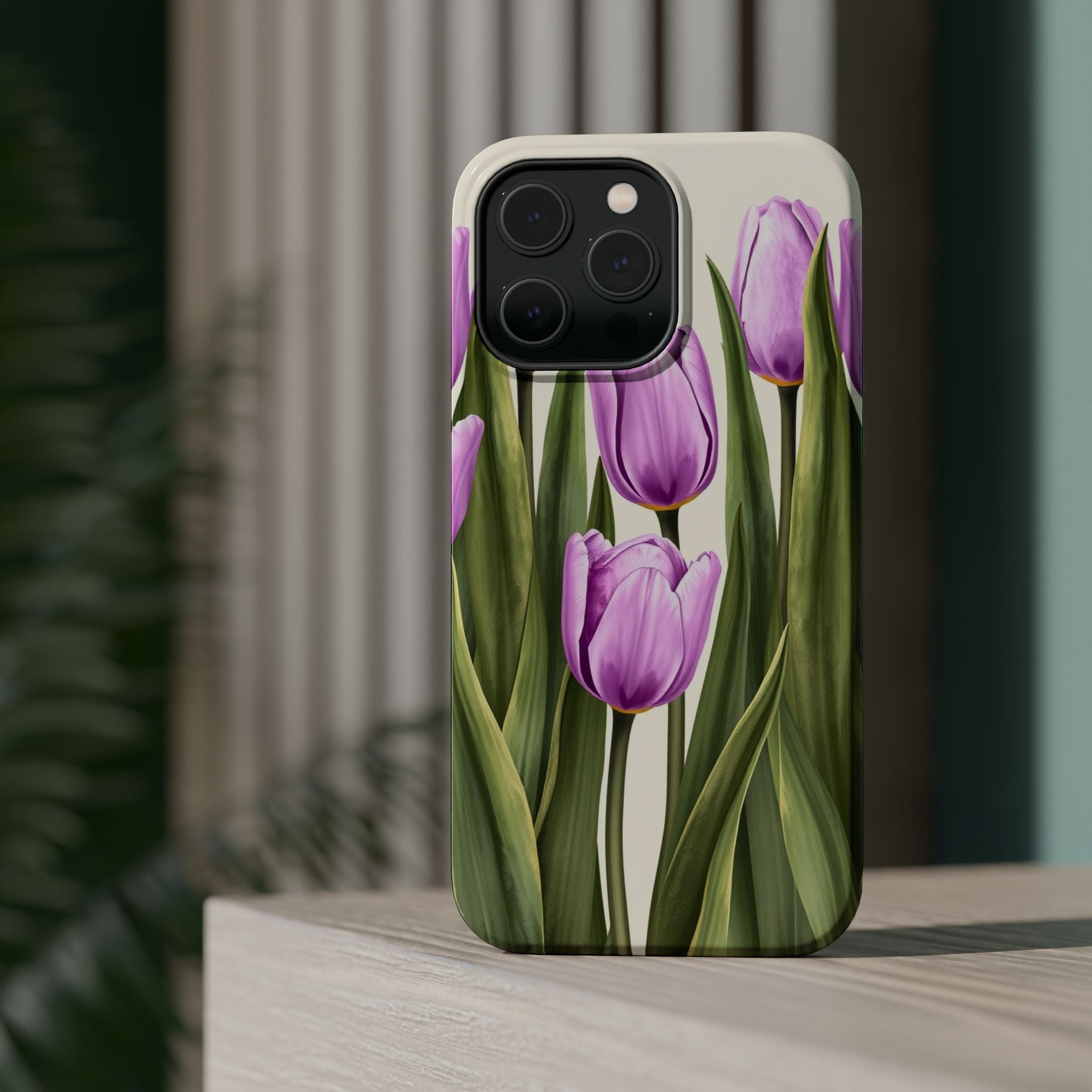 iPhone Tulip Row Electric Art 14 Bold Modern Everyday Snap Case · iPhone Case
