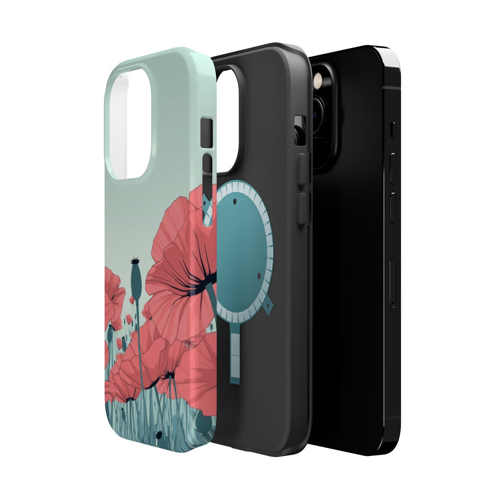 iPhone Mint And Blush Poppy Field Bold Modern Everyday Snap Case · iPhone Case