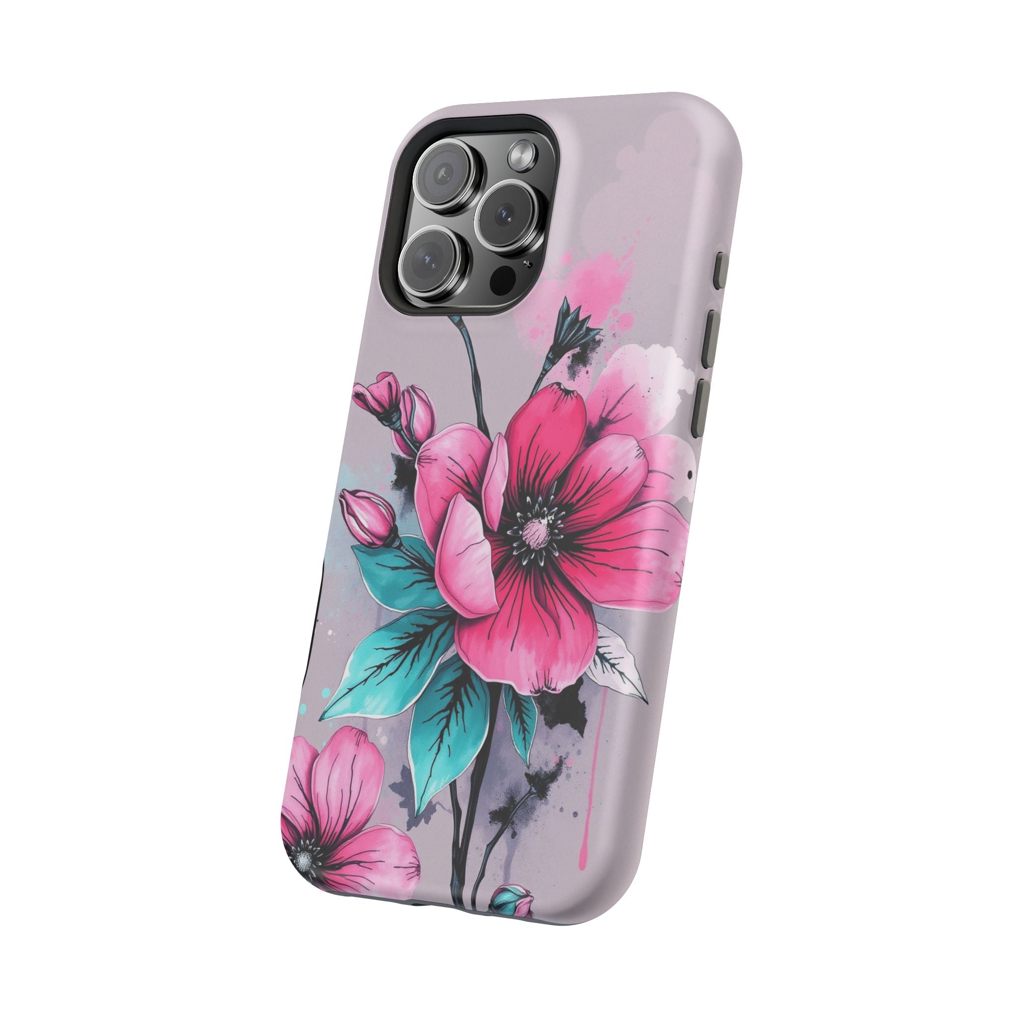 iPhone Mint And Blush Floral Ink Wash Slim Everyday Designer Case · iPhone Case
