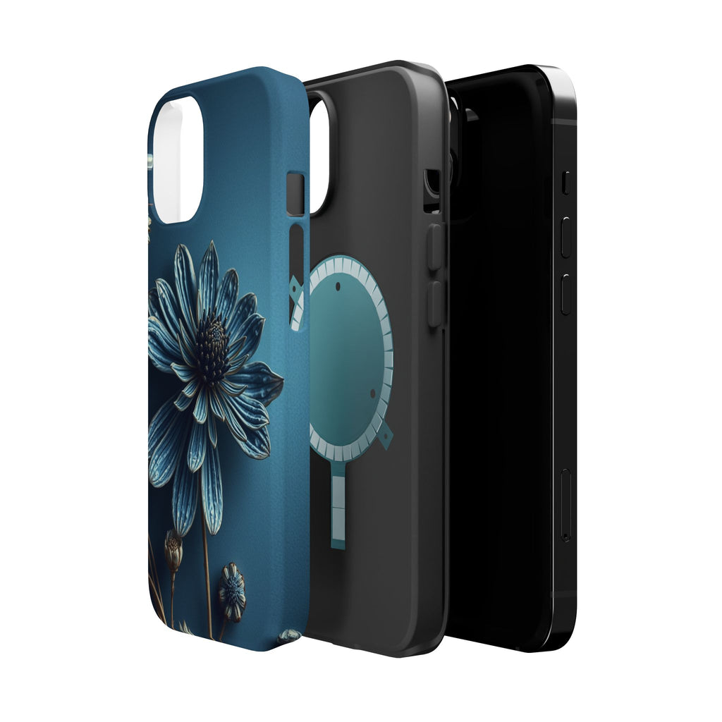 iPhone Midnight Blue And Silver Dried Flower Flat Lay iPhone 15 · iPhone Case