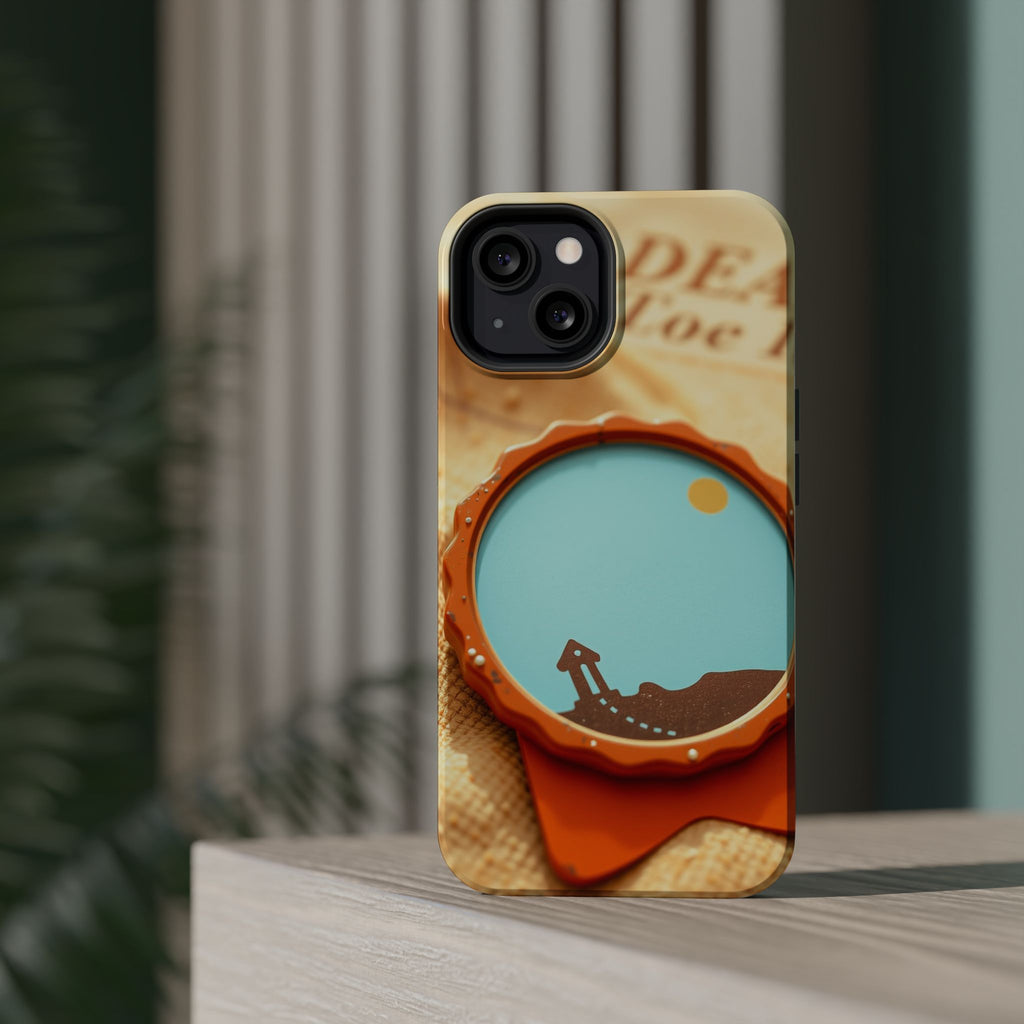 iPhone Burnt Orange And Sand Retro Travel Badge Soft Finish Everyday Case · iPho