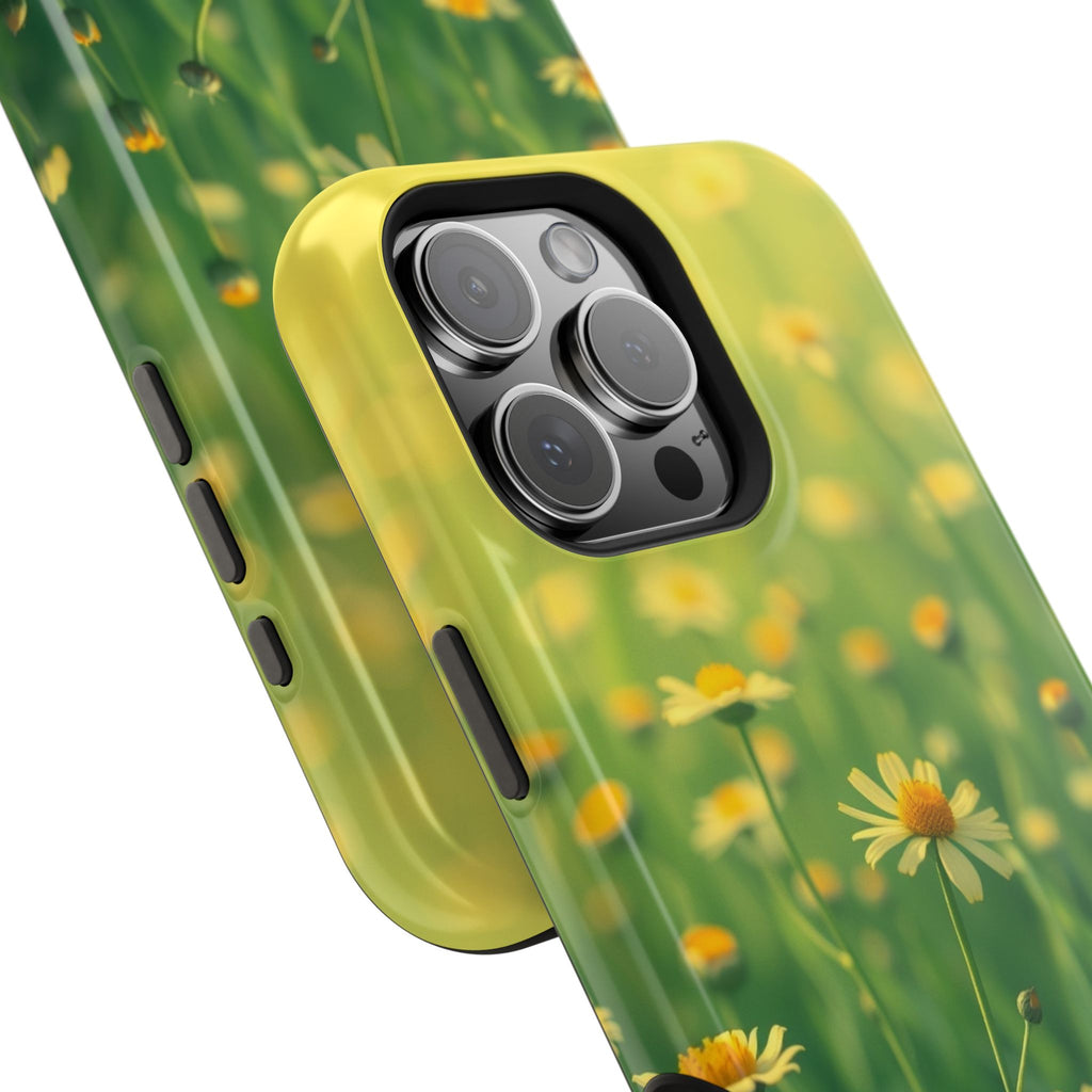 iPhone Emerald Green And Gold Wildflower Field Soft Finish Everyday · iPhone Cas
