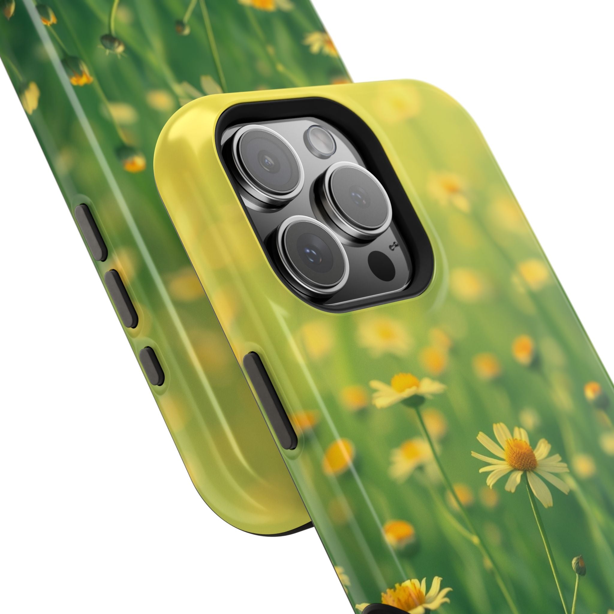 iPhone Emerald Green And Gold Wildflower Field Soft Finish Everyday · iPhone Cas