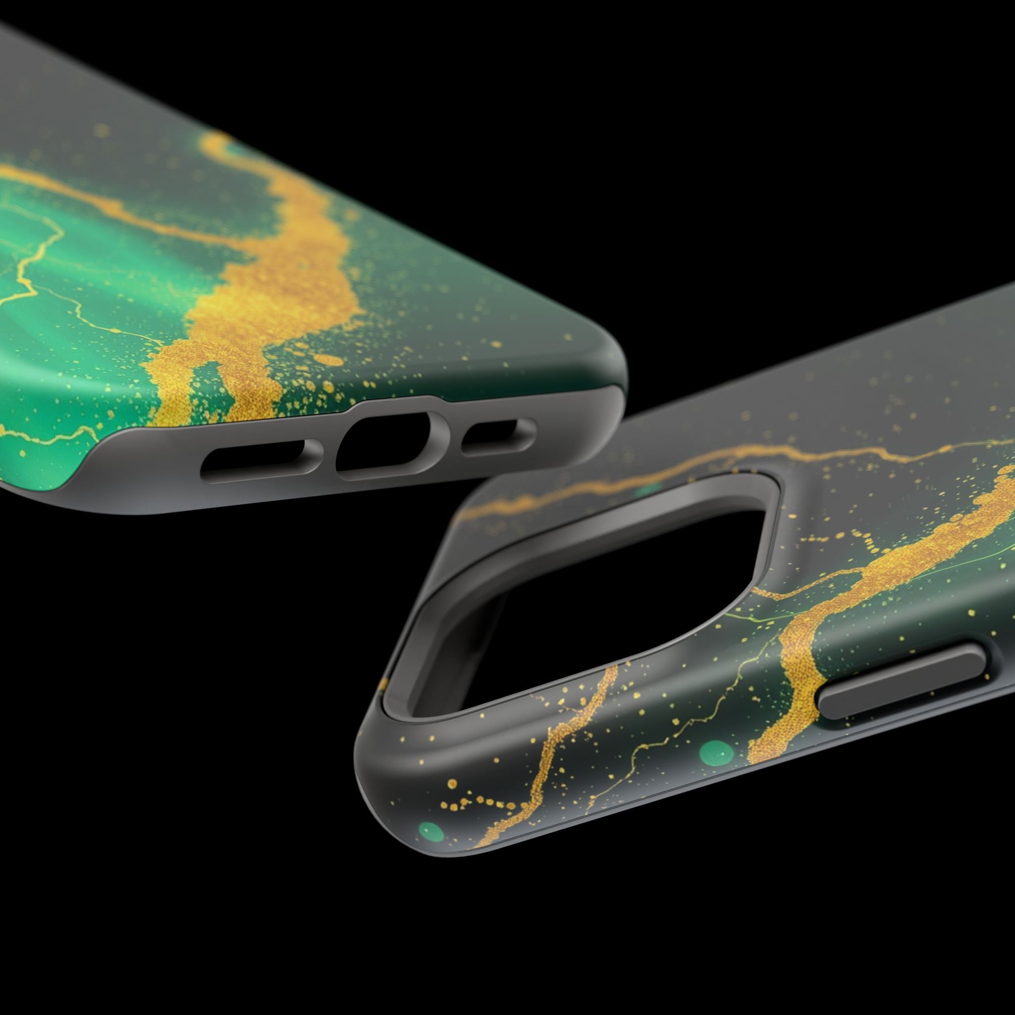 iPhone Emerald Green And Gold Petal Storm Slim iPhone Everyday Designer · iPhone