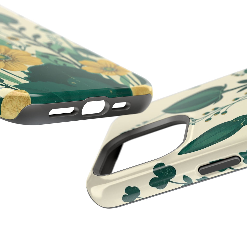 iPhone Emerald Green And Gold Pressed Botanicals Clean iPhone Minimal · iPhone C