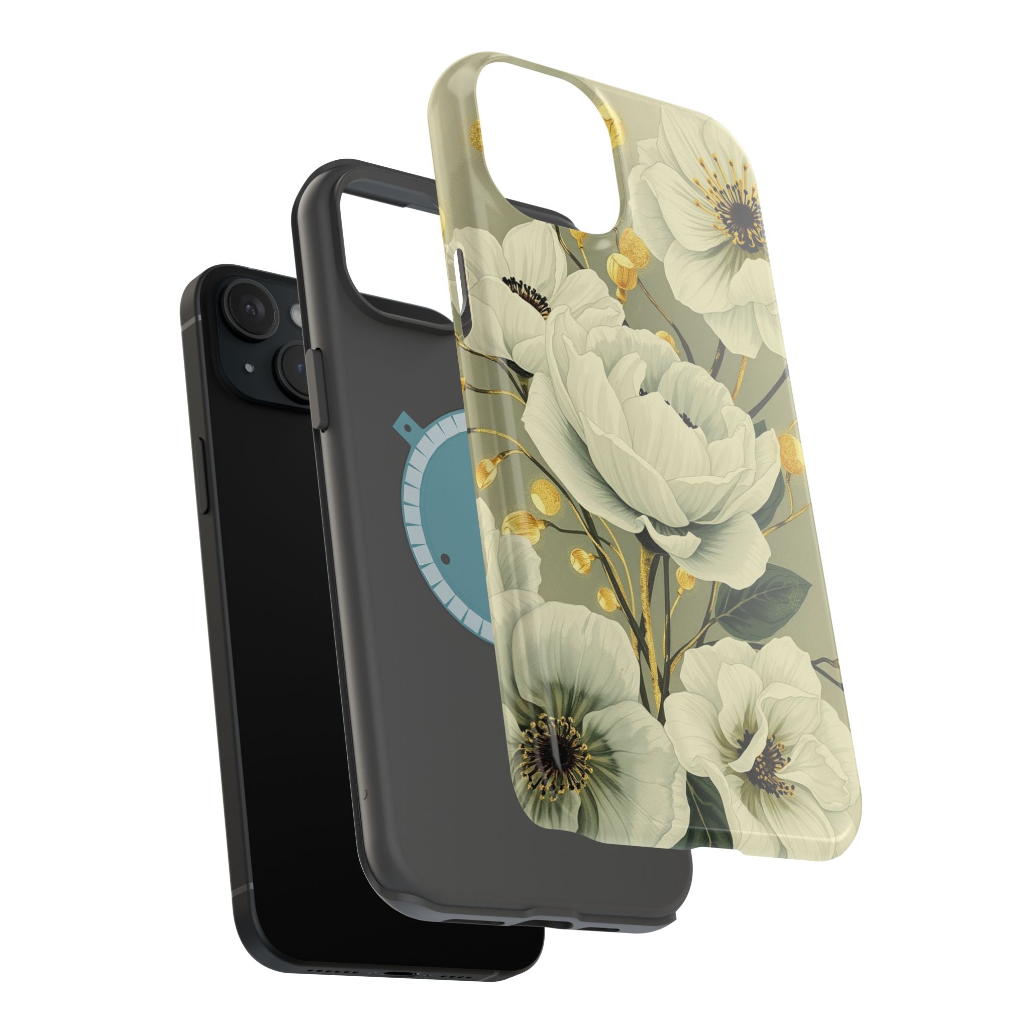 iPhone Sage And Ivory Floral Ink Wash Slim Everyday iPhone 14 Designer · iPhone