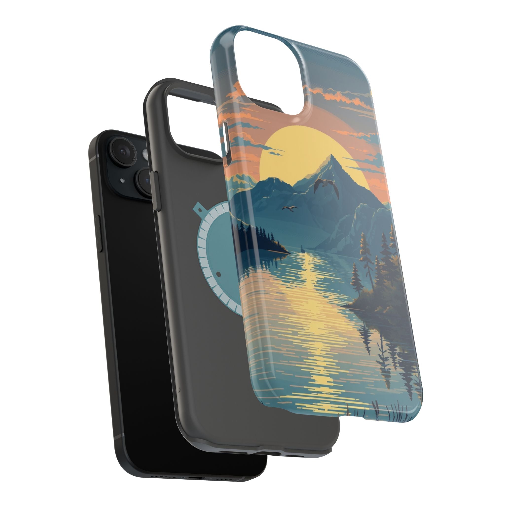 iPhone Lake at Twilight Pixel Art -Bit Slim Everyday Designer Case · iPhone Case