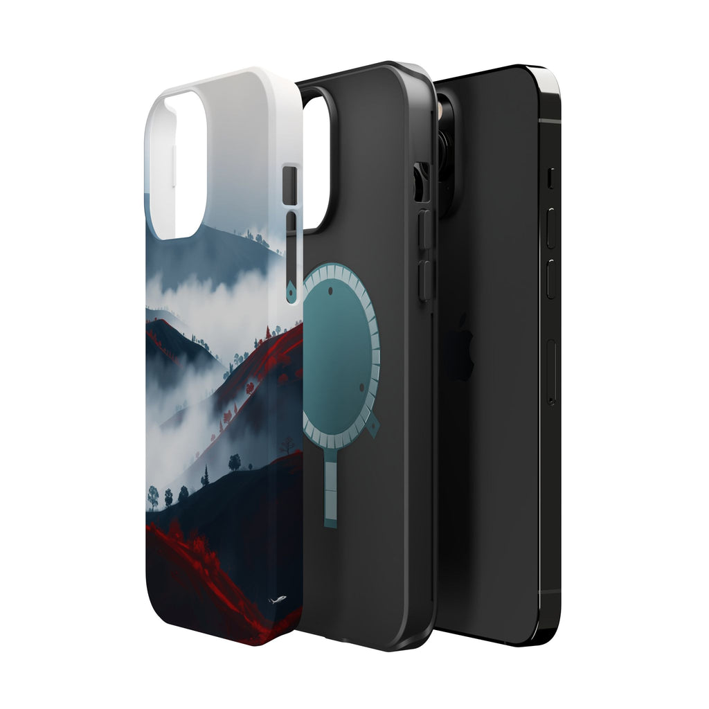 iPhone Black And Crimson Fog Rolling Over Hills Soft iPhone Finish · iPhone Case