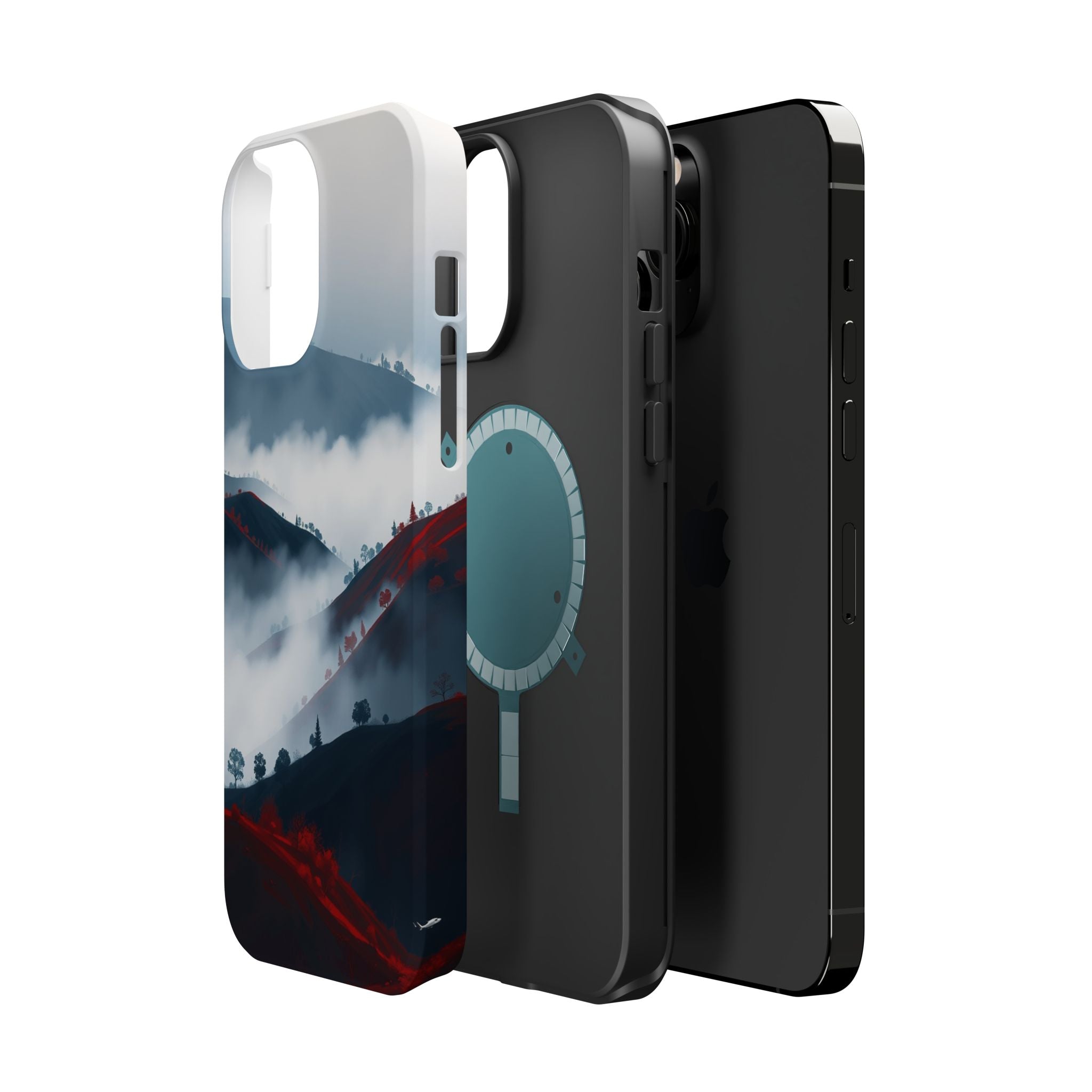 iPhone Black And Crimson Fog Rolling Over Hills Soft iPhone Finish · iPhone Case