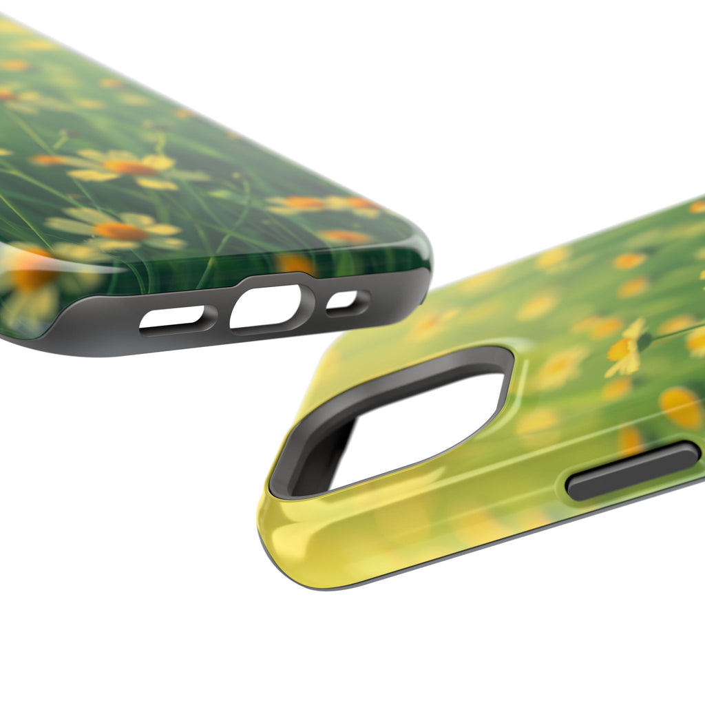 iPhone Emerald Green And Gold Wildflower Field Soft Finish Everyday · iPhone Cas