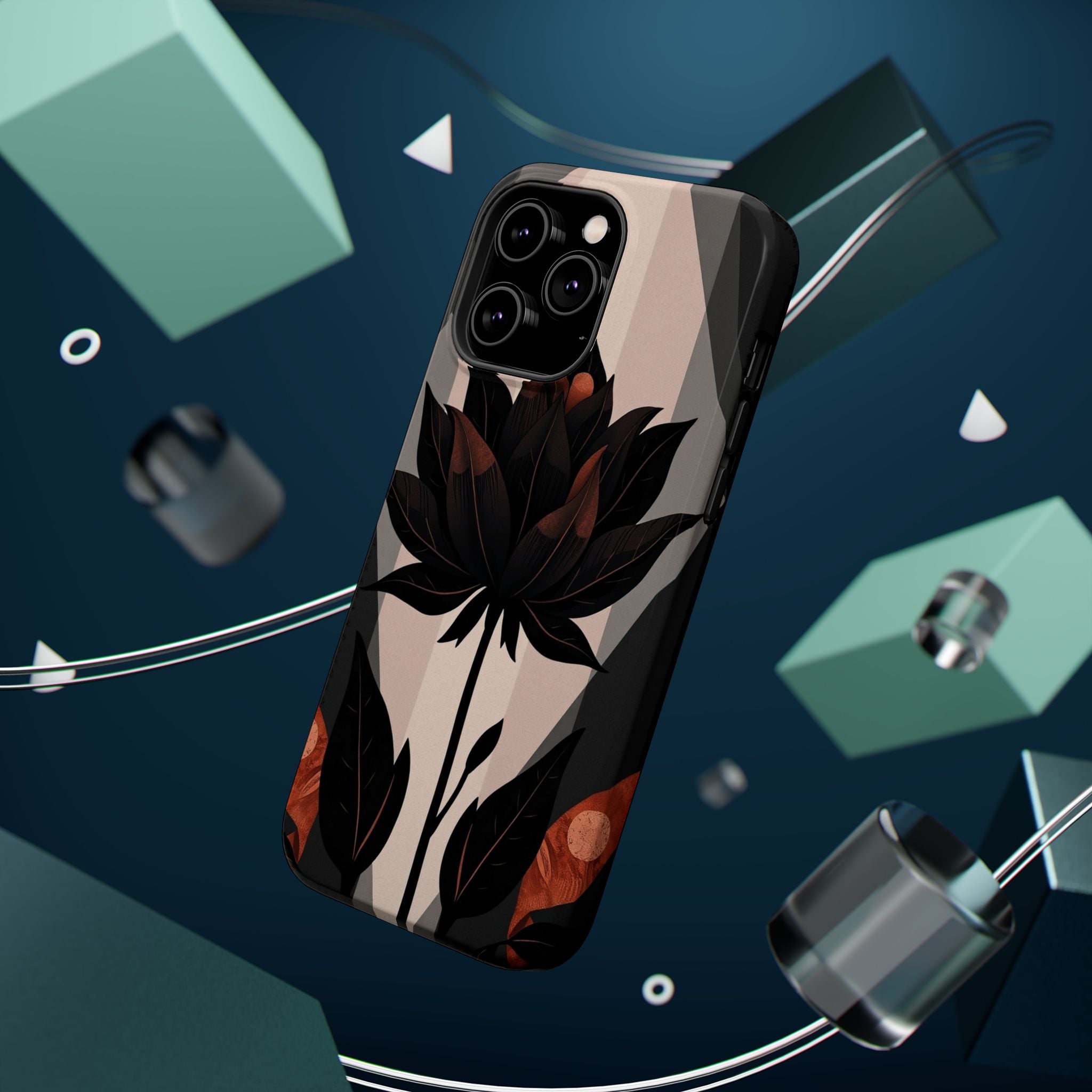 iPhone Charcoal And Copper Floral Silhouette Slim iPhone Everyday · iPhone Case