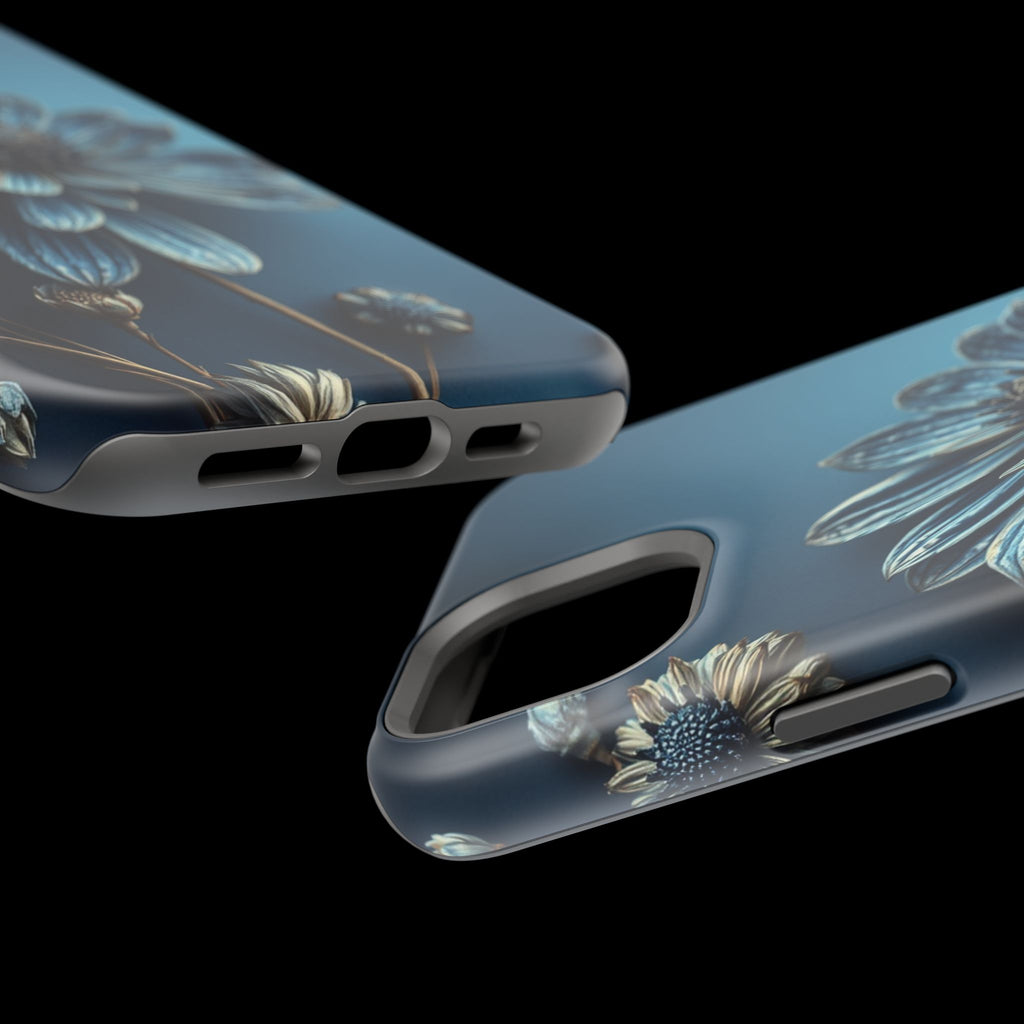iPhone Midnight Blue And Silver Dried Flower Flat Lay iPhone 15 · iPhone Case