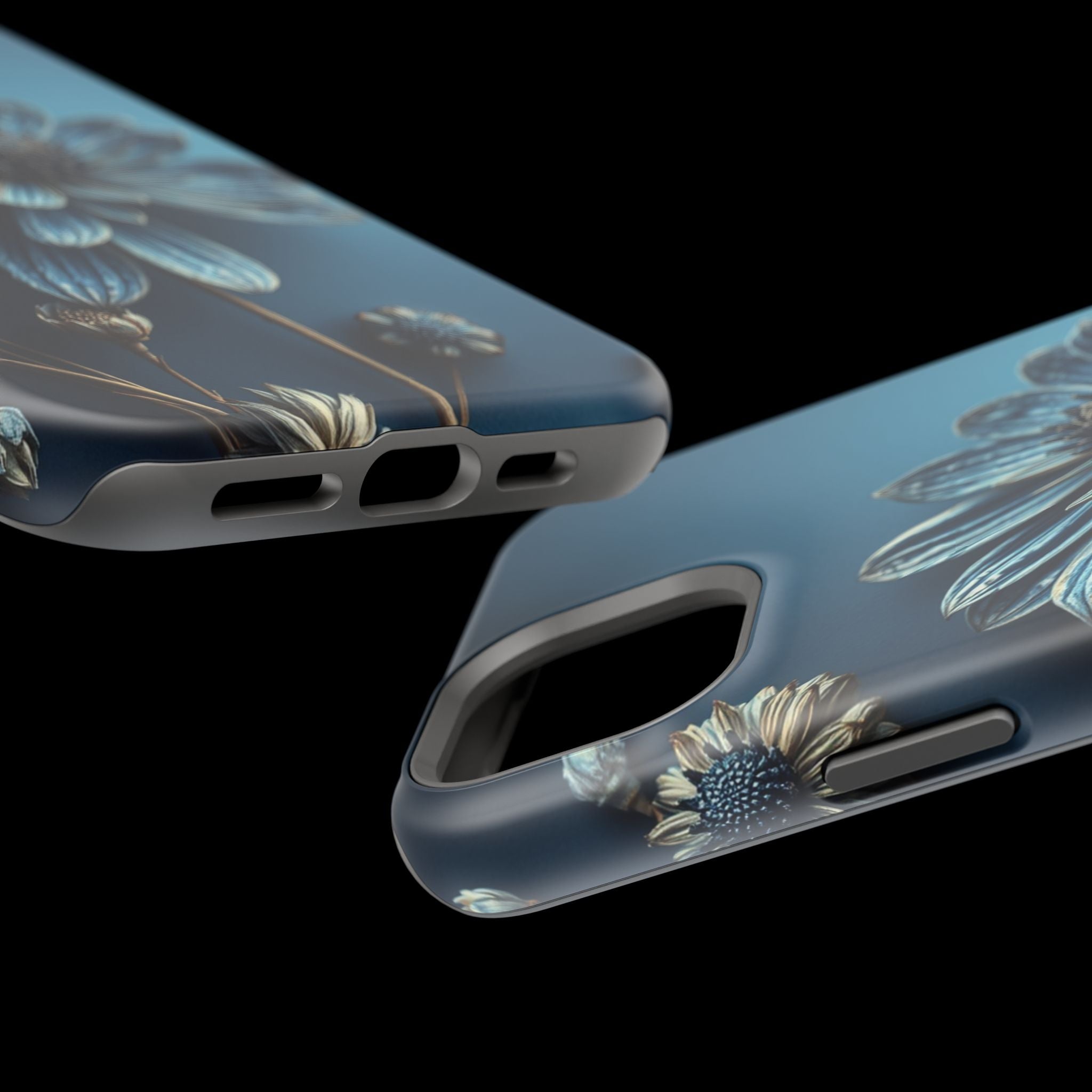 iPhone Midnight Blue And Silver Dried Flower Flat Lay iPhone 15 · iPhone Case