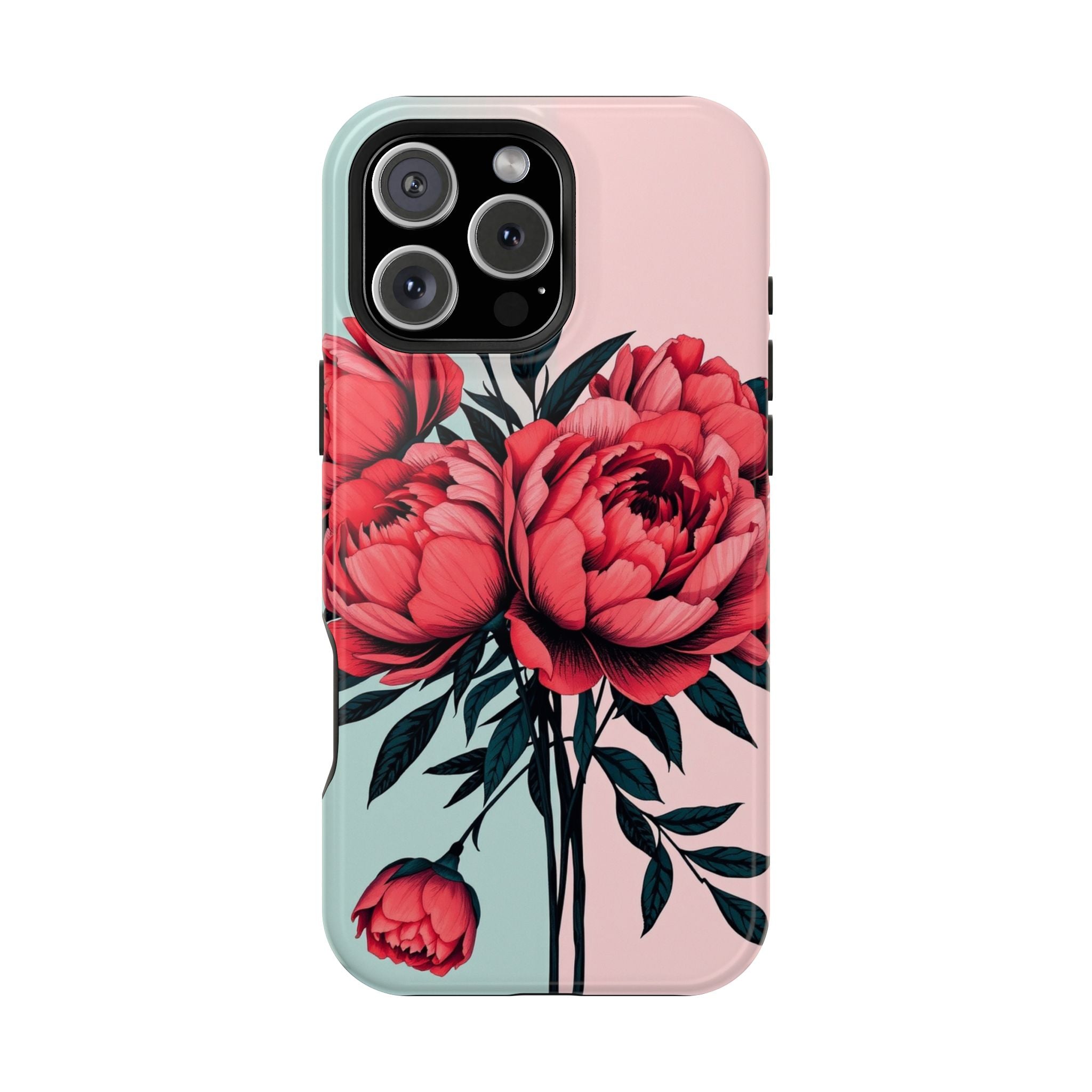 iPhone Teal And Coral Peony Bouquet Artistic Everyday Cas Slim Snap Case · iPhon