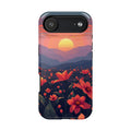 iPhone Sunset Amber And Peach Floral Geometric Soft iPhone Finish · iPhone Case