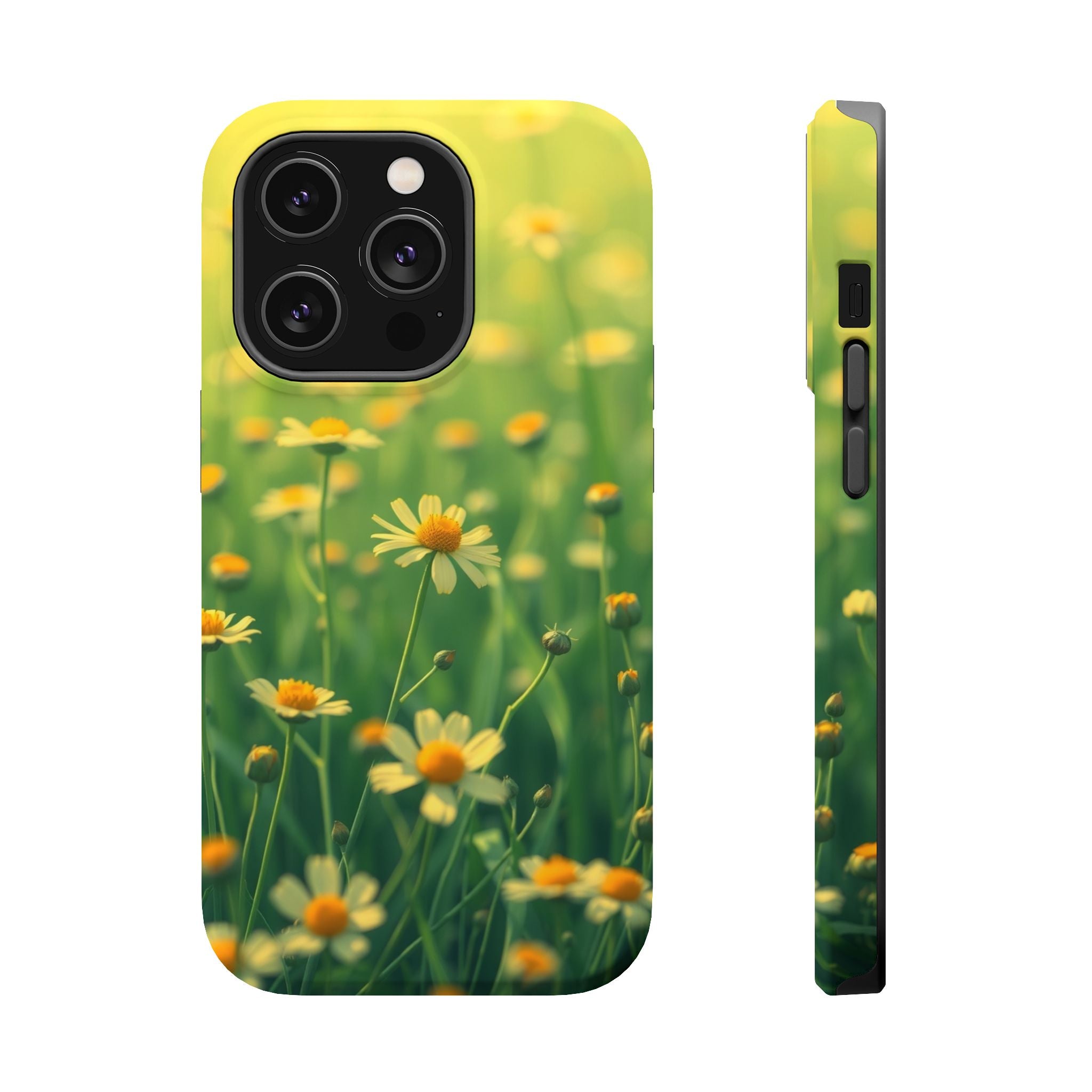 iPhone Emerald Green And Gold Wildflower Field Soft Finish Everyday · iPhone Cas