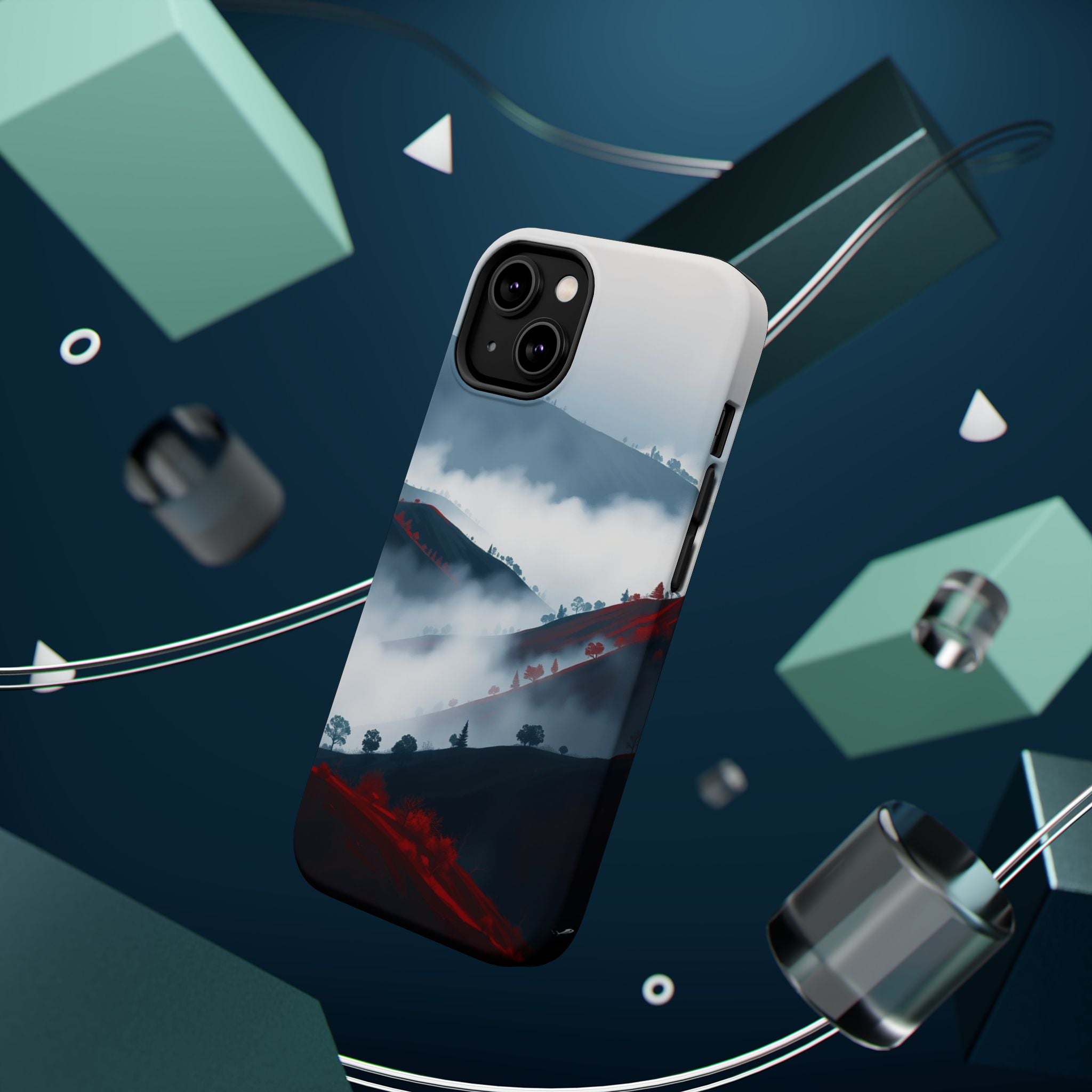 iPhone Black And Crimson Fog Rolling Over Hills Soft iPhone Finish · iPhone Case