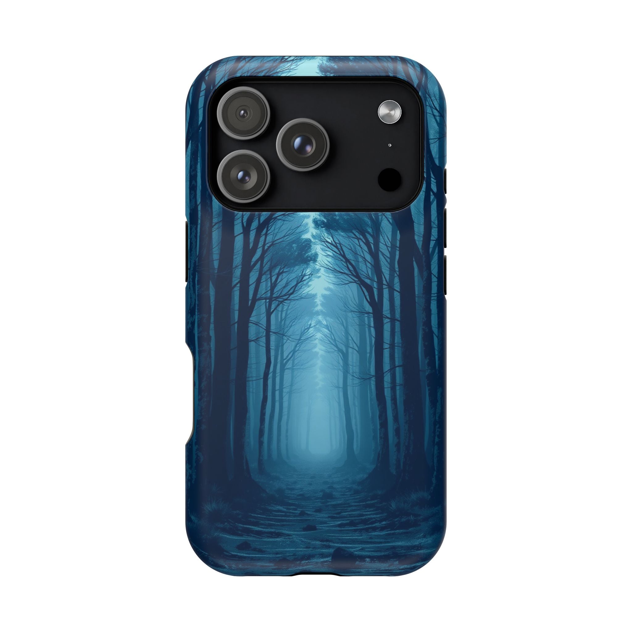 iPhone Midnight Blue And Silver Misty Forest Path iPhone Clean Minimal · iPhone