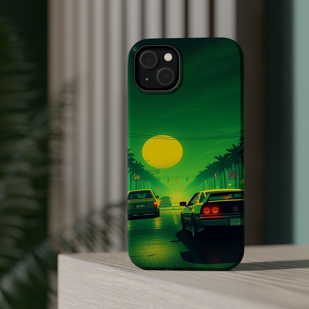 iPhone Dreamy Sunset Drive 80s Design Slim Everyday Designer Case · iPhone Case