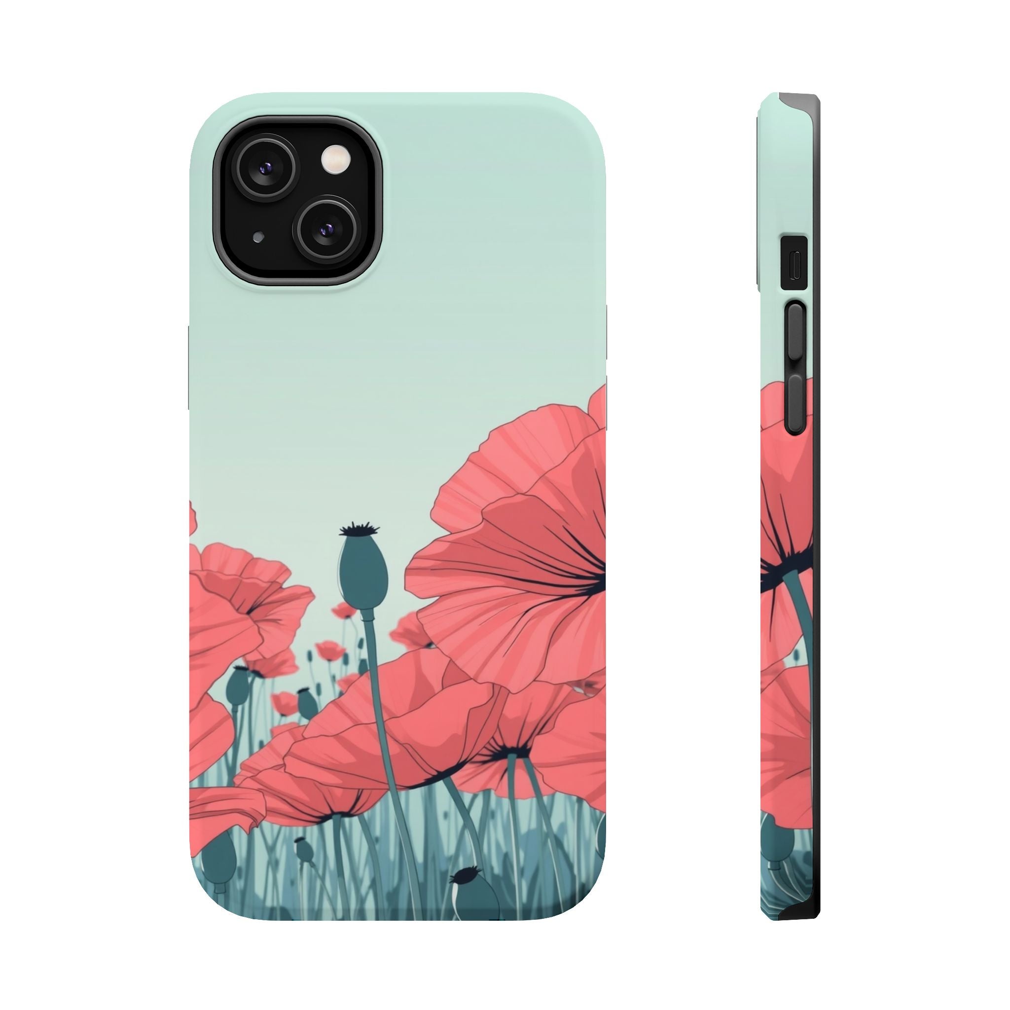 iPhone Mint And Blush Poppy Field Bold Modern Everyday Snap Case · iPhone Case