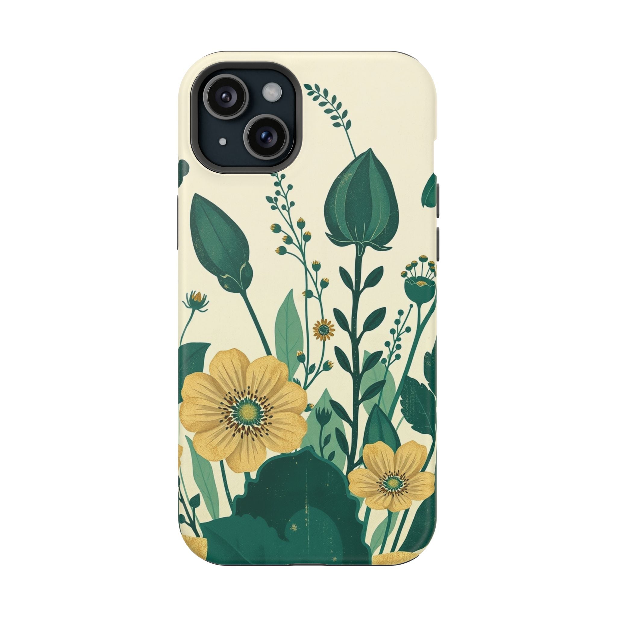 iPhone Emerald Green And Gold Pressed Botanicals Clean iPhone Minimal · iPhone C