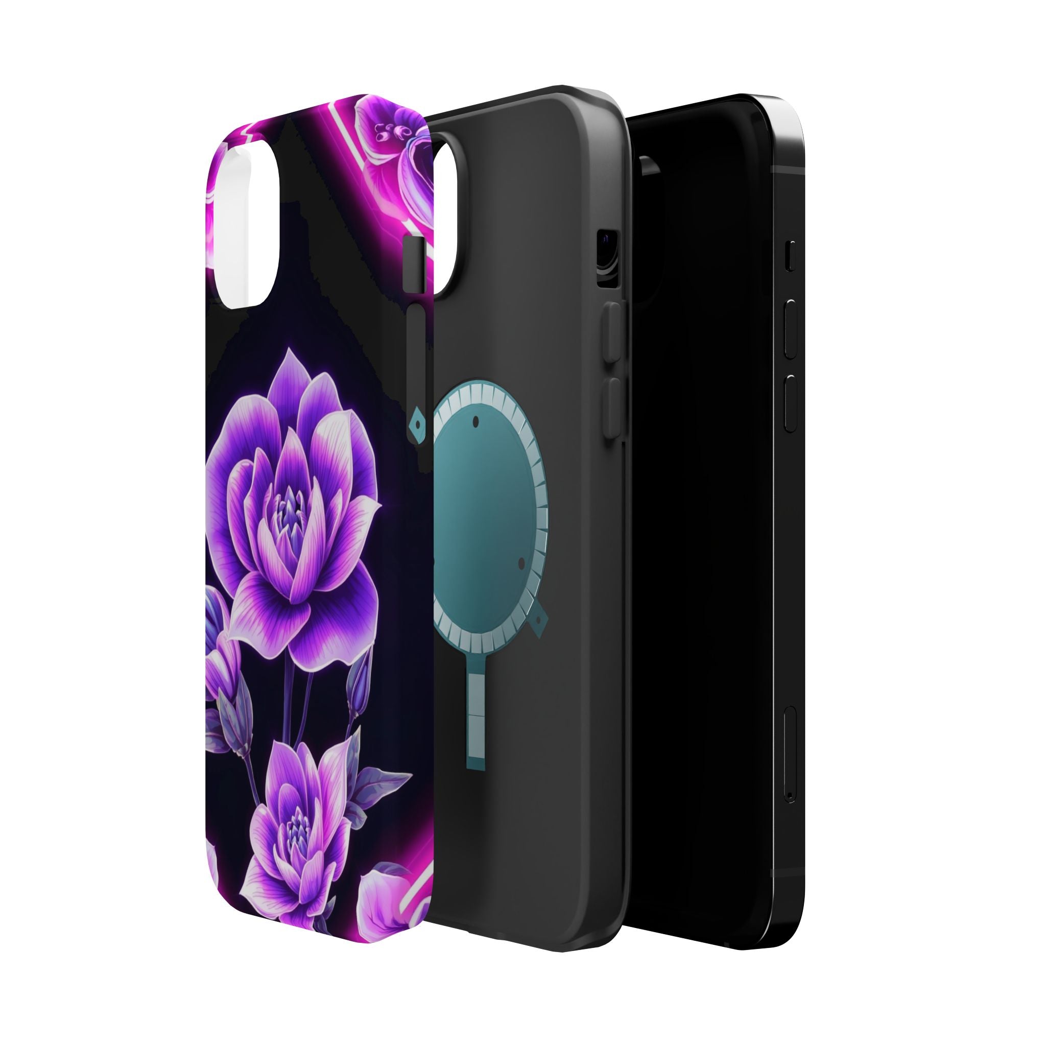 iPhone Floral Ombre Neon Cyberpunk Bold Modern Everyday Snap Case · iPhone Case