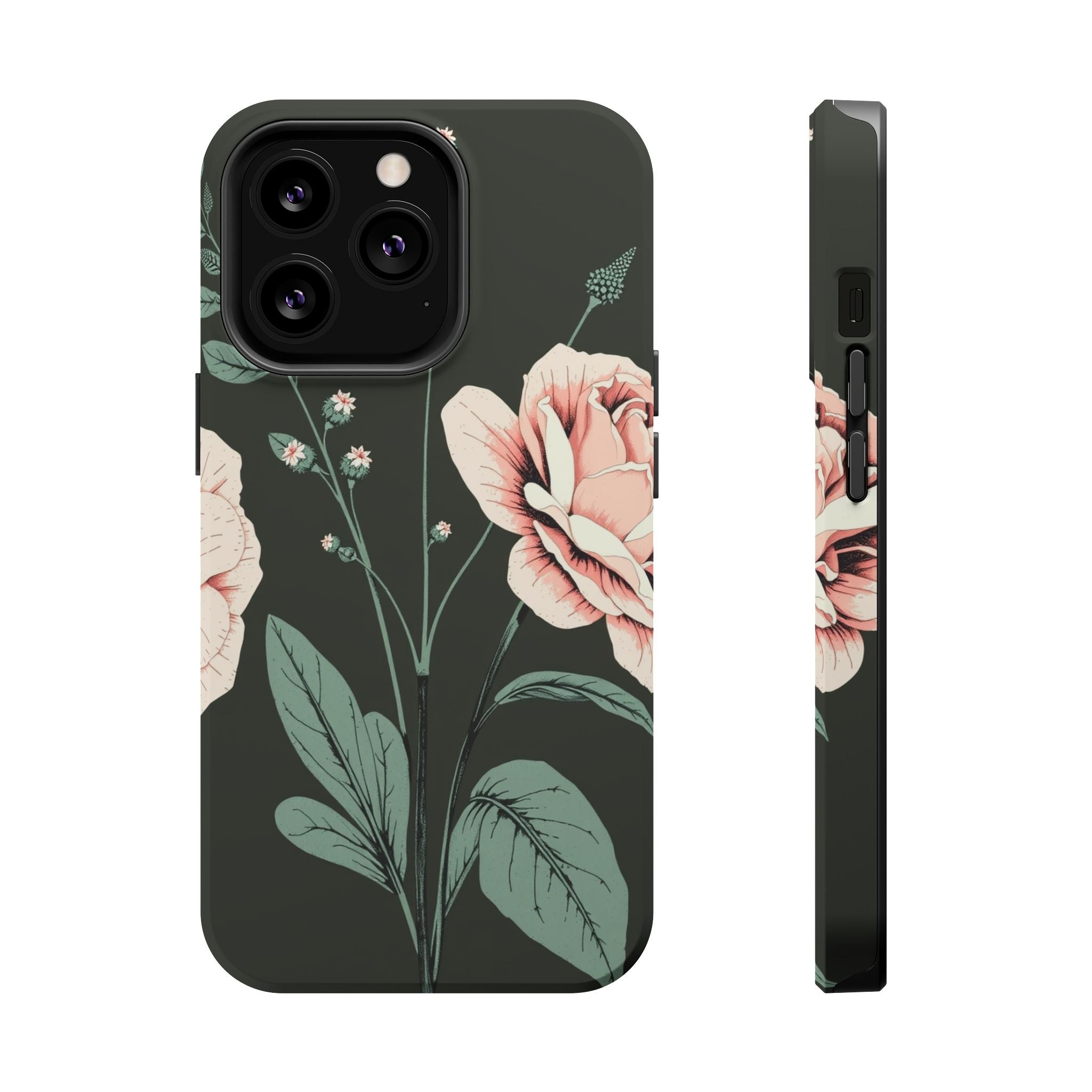 iPhone Mint And Blush Vintage Botanical Print Slim Everyday Designer Case · iPho