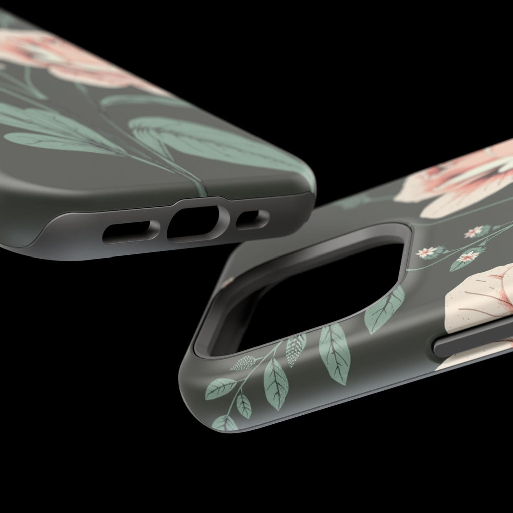 iPhone Mint And Blush Vintage Botanical Print Slim Everyday Designer Case · iPho