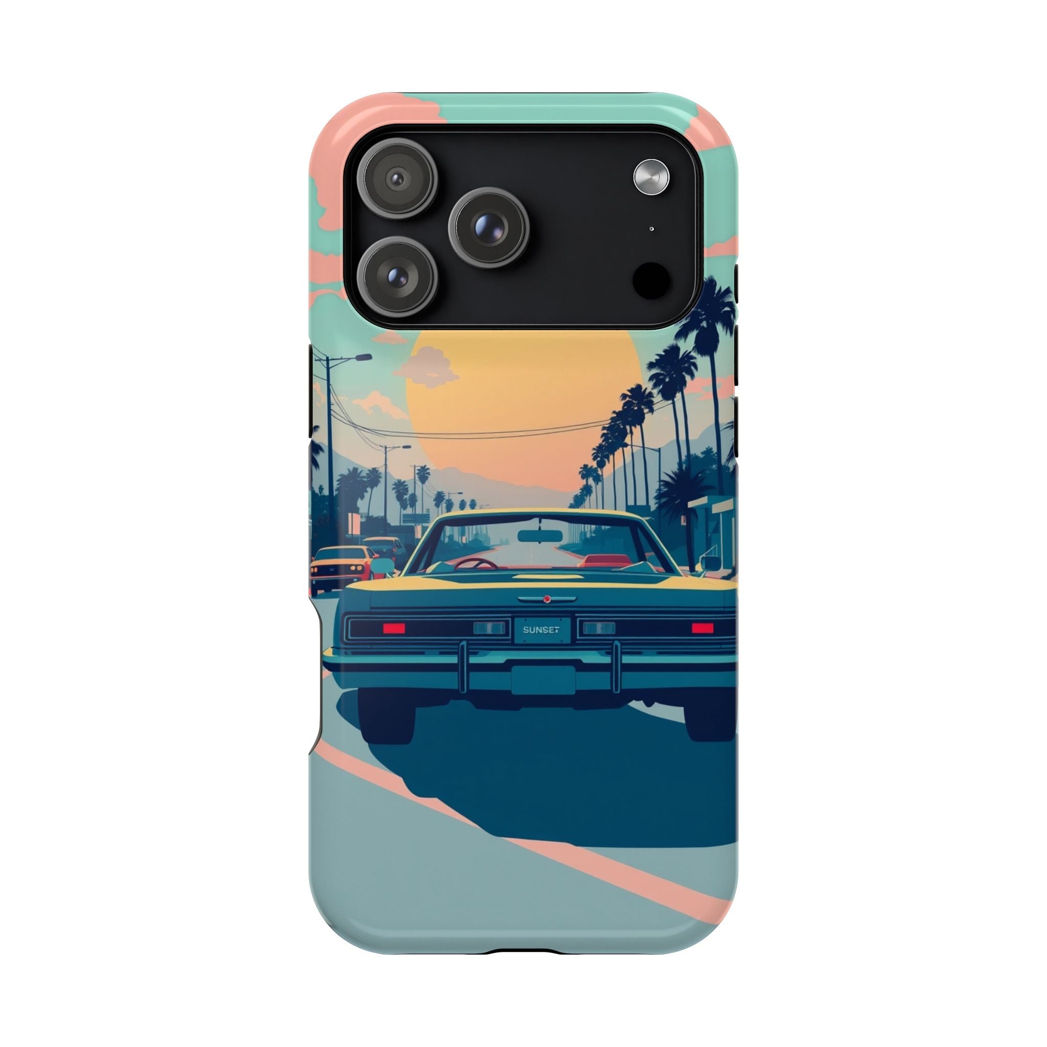 iPhone Sunset Drive 80s Pop Art Bold Slim Everyday Designer Case · iPhone Case