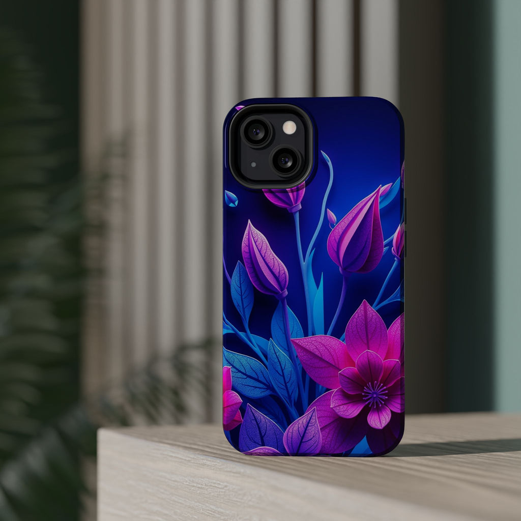 iPhone Neon Floral Paper Cut Art Bold Modern Everyday Snap Case · iPhone Case
