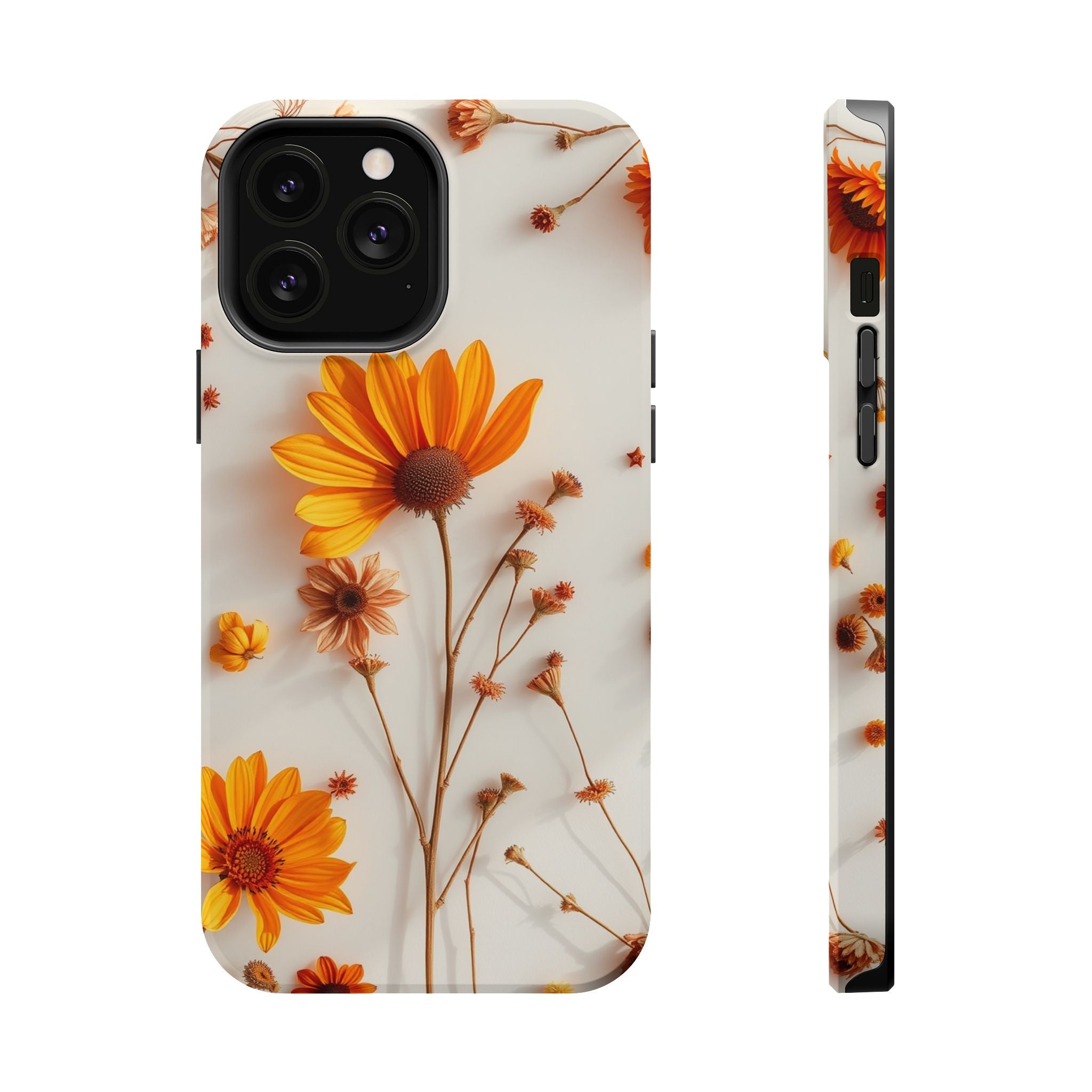 iPhone Mustard And Rust Dried Flower Flat Lay Carry Case Slim Snap Case · iPhone