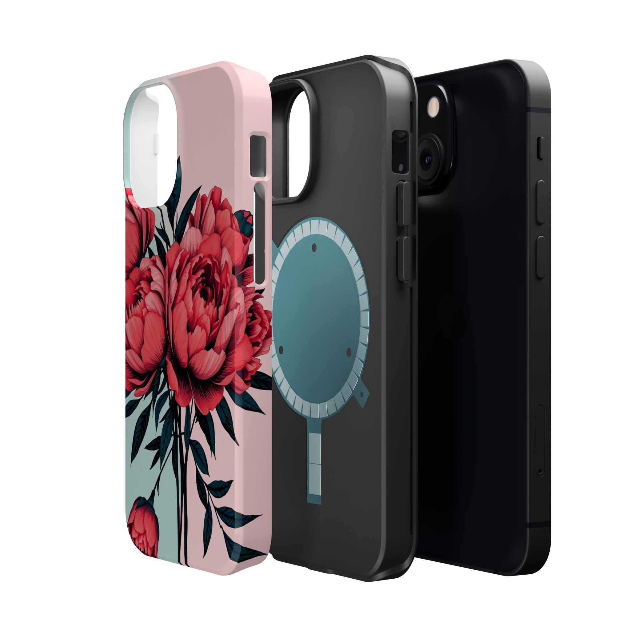 iPhone Teal And Coral Peony Bouquet Artistic Everyday Cas Slim Snap Case · iPhon
