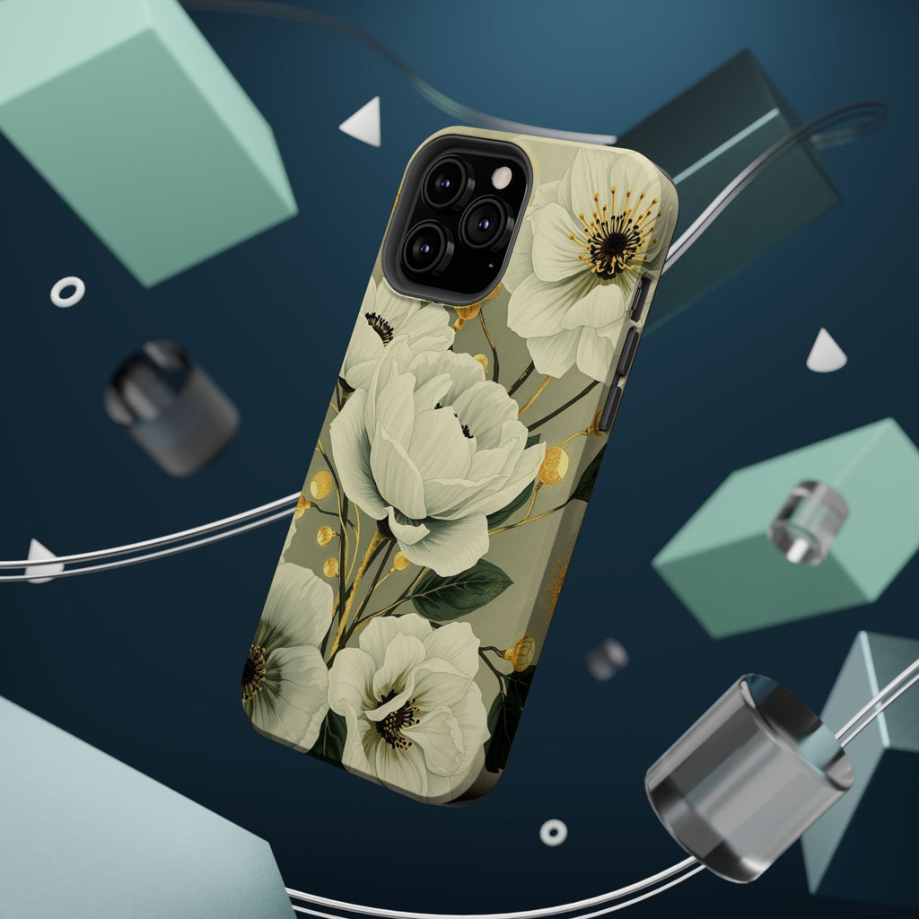 iPhone Sage And Ivory Floral Ink Wash Slim Everyday iPhone 14 Designer · iPhone